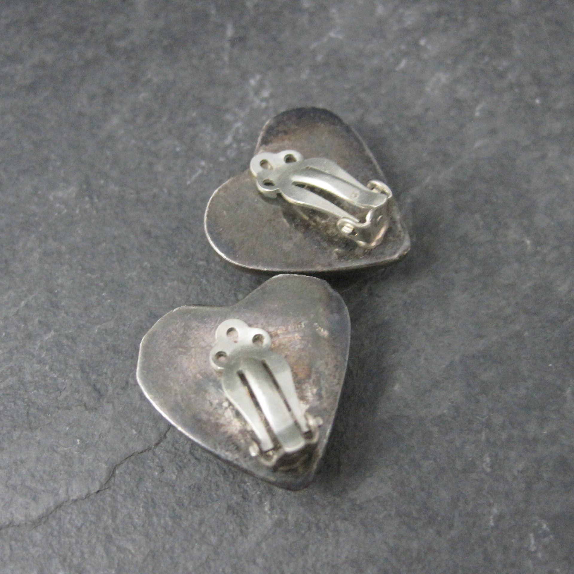 Vintage Sterling Heart Clip On Earrings Barra