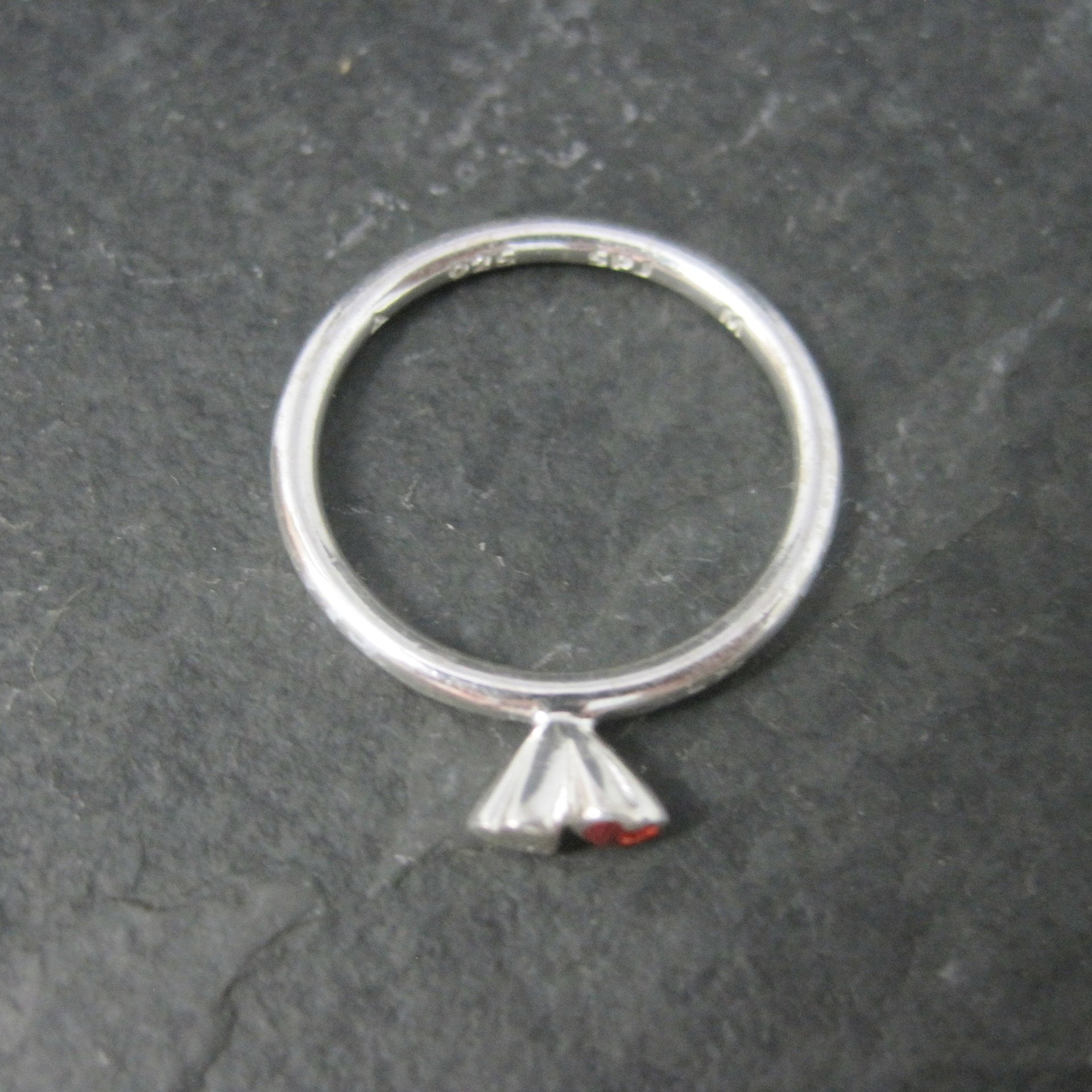 Dainty Stackable Sterling Red Heart Ring Size 7.25