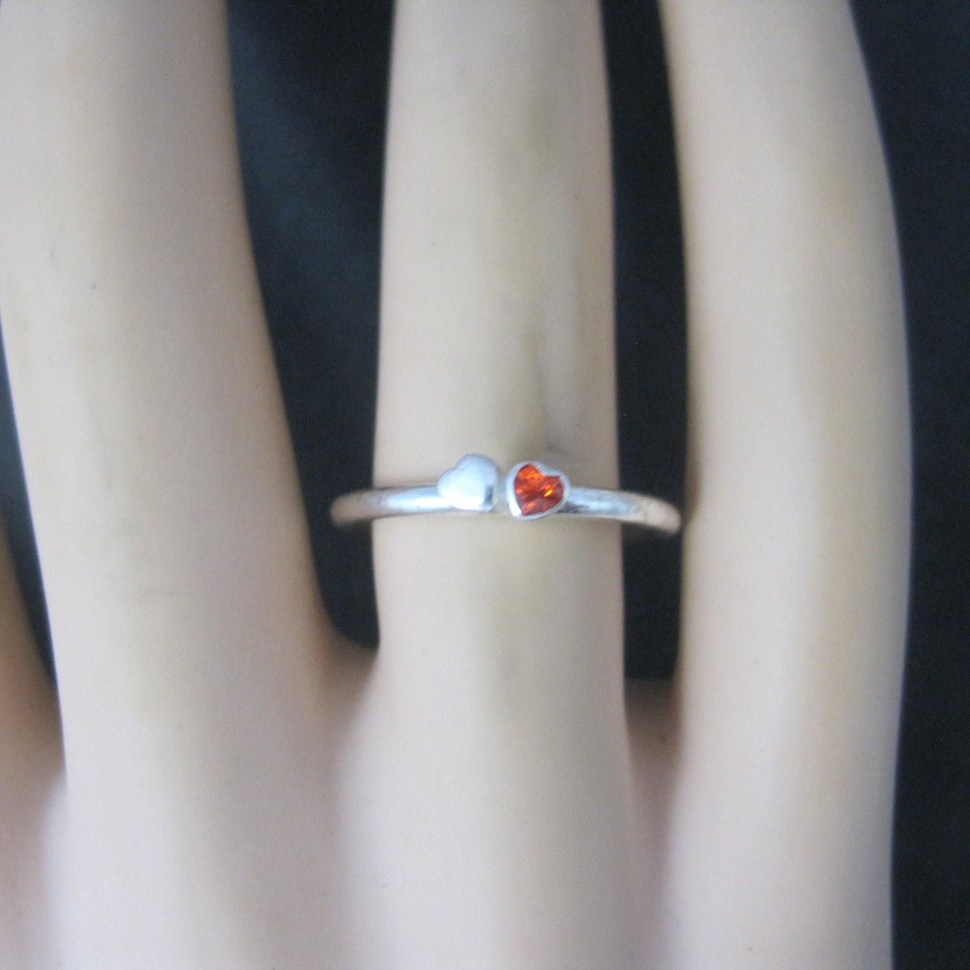 Dainty Stackable Sterling Red Heart Ring Size 7.25