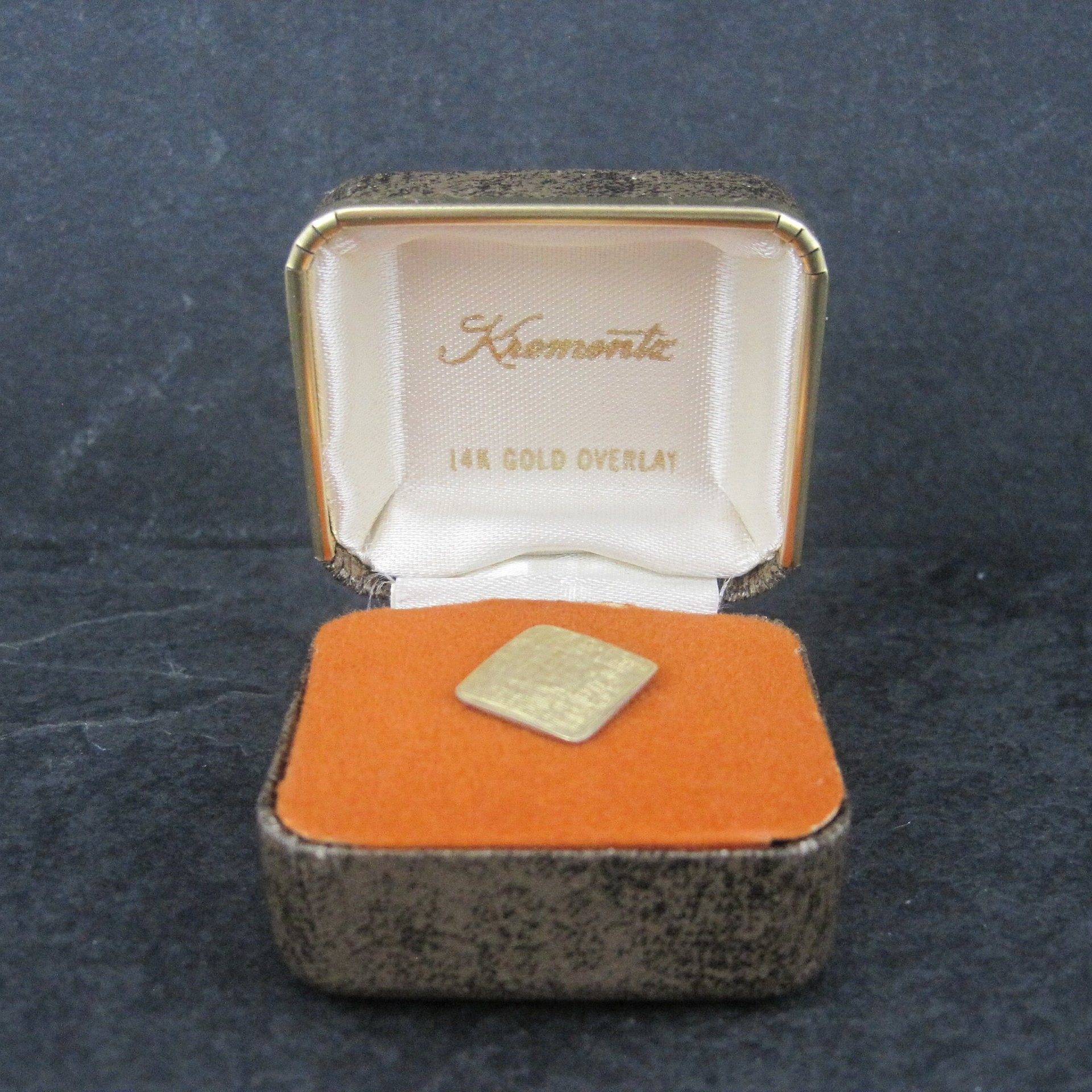 Vintage Krementz Square Tie Tack Gold Plated New Old Stock