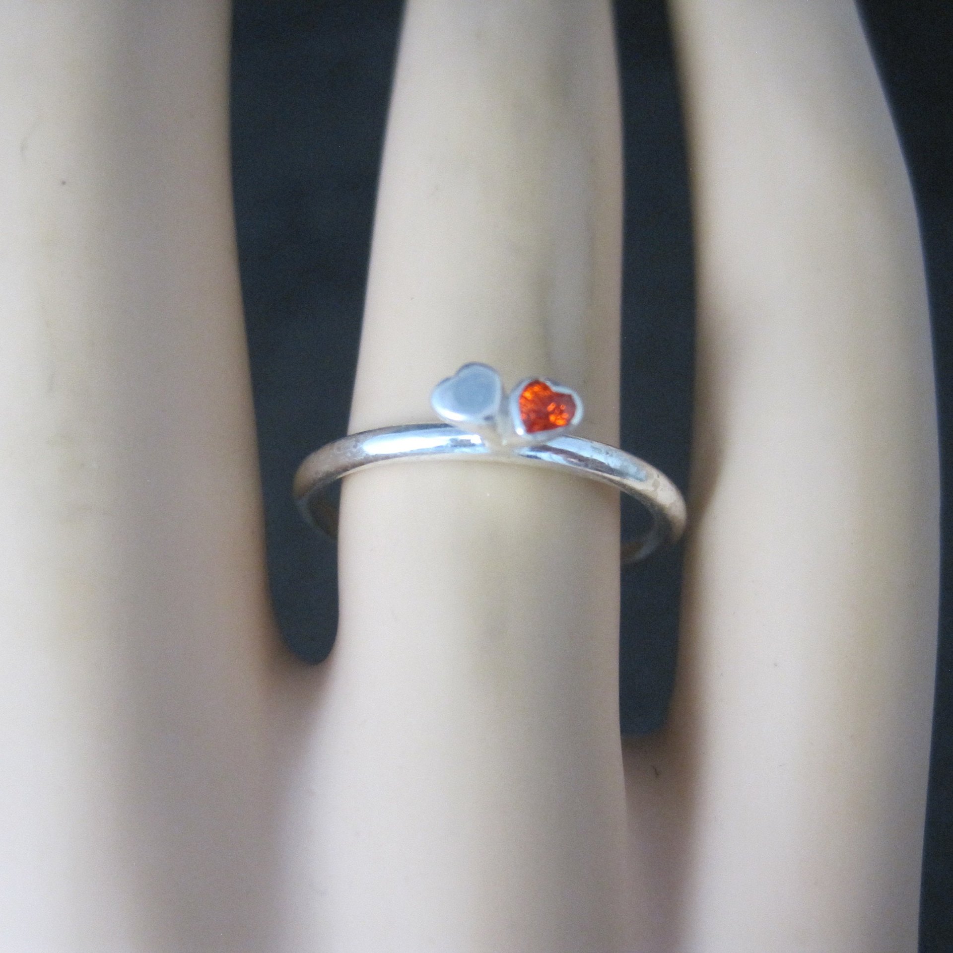 Dainty Stackable Sterling Red Heart Ring Size 7.25