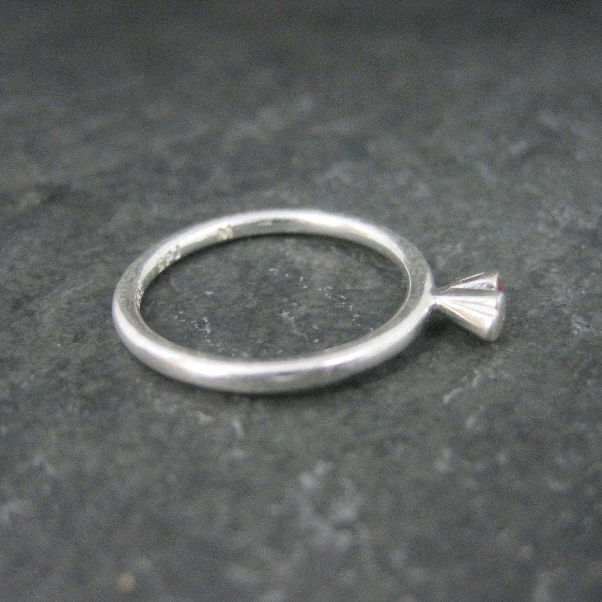 Dainty Stackable Sterling Red Heart Ring Size 7.25