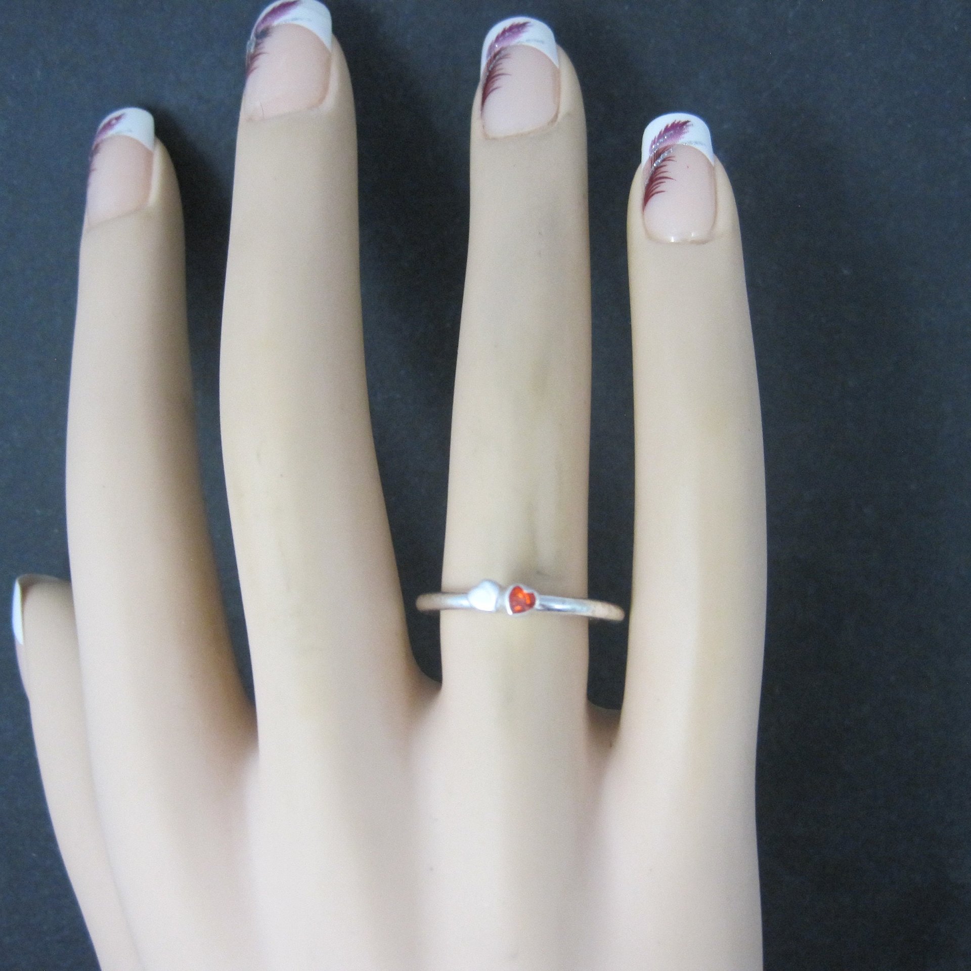 Dainty Stackable Sterling Red Heart Ring Size 7.25