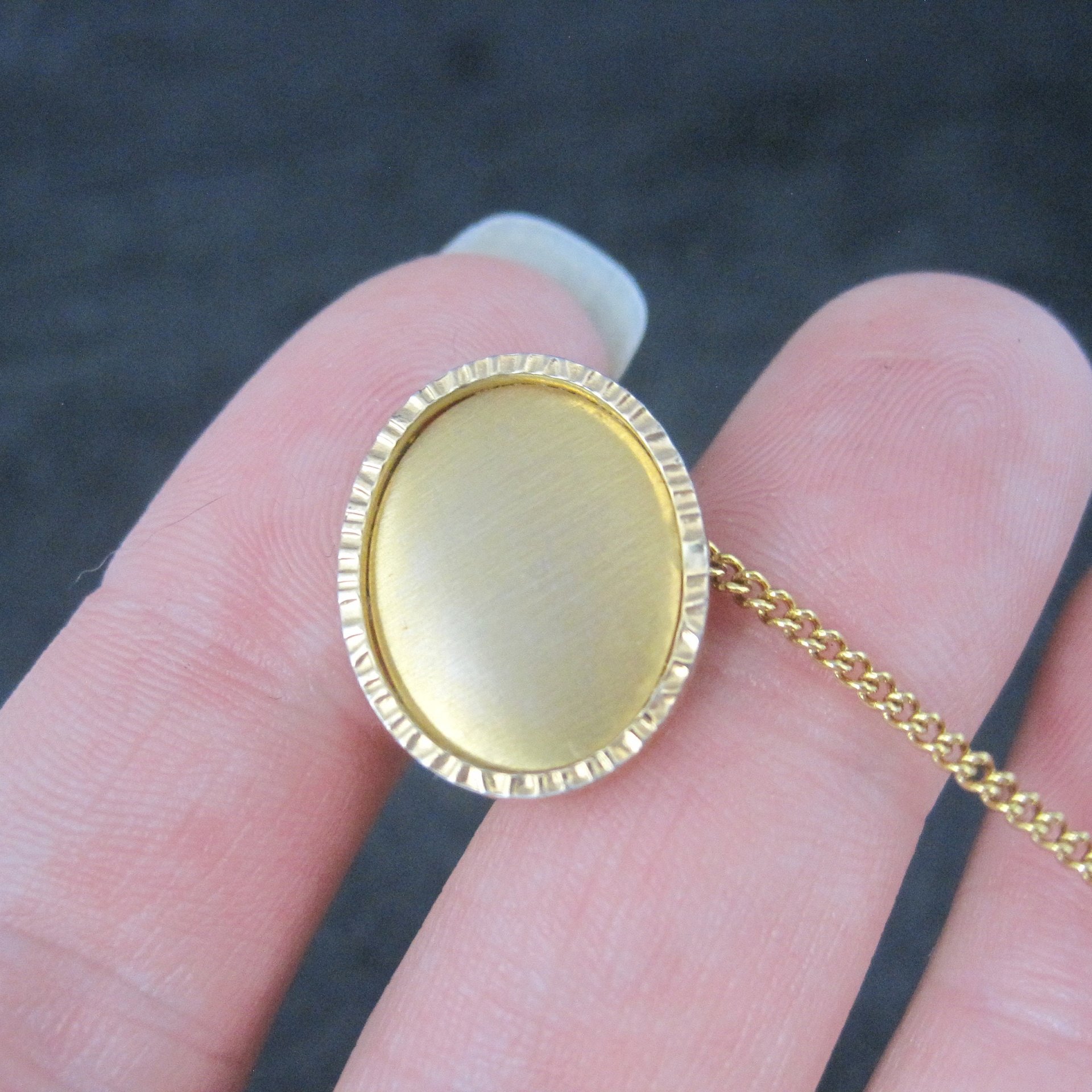 Vintage Krementz Oval Tie Tack Gold Plated New Old Stock