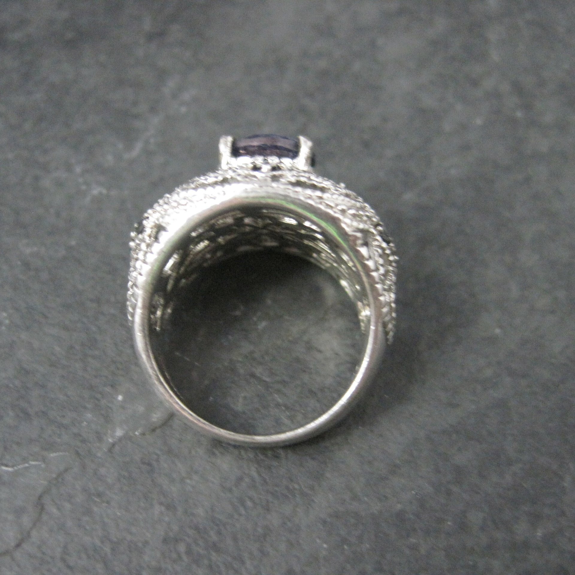 Sterling Purple Spinel Black Tourmaline Ring Size 6