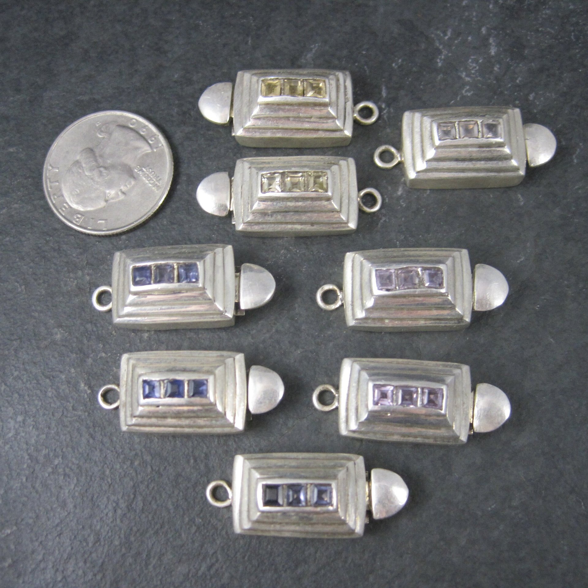 Destash Lot Sterling Gemstone Box Clasps