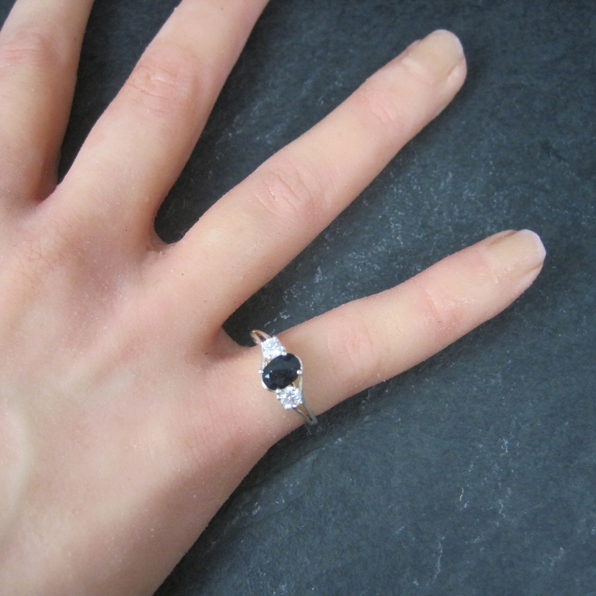 Vintage Sterling Sapphire Ring Size 7