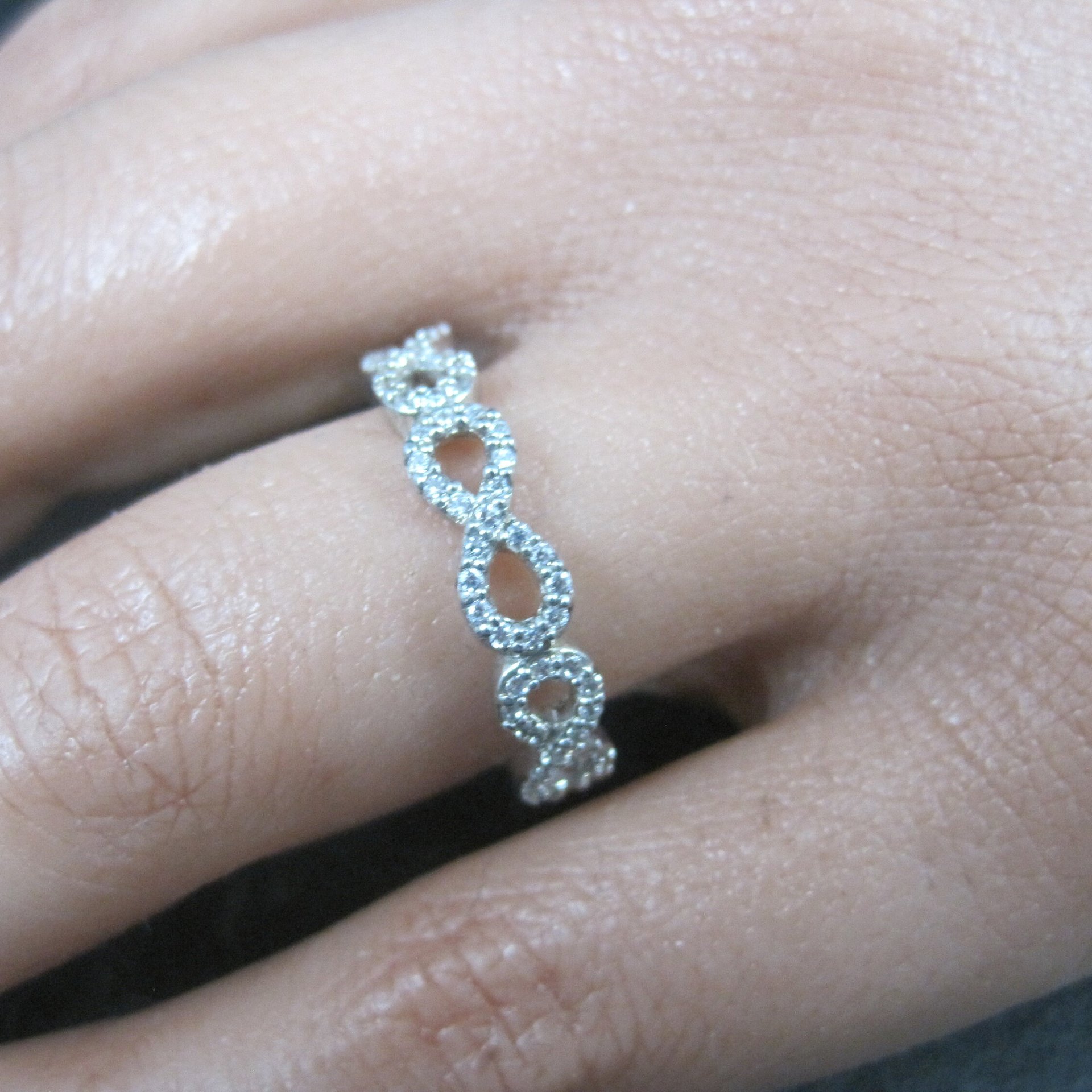 Vintage Sterling Cz Infinity Ring Size 8