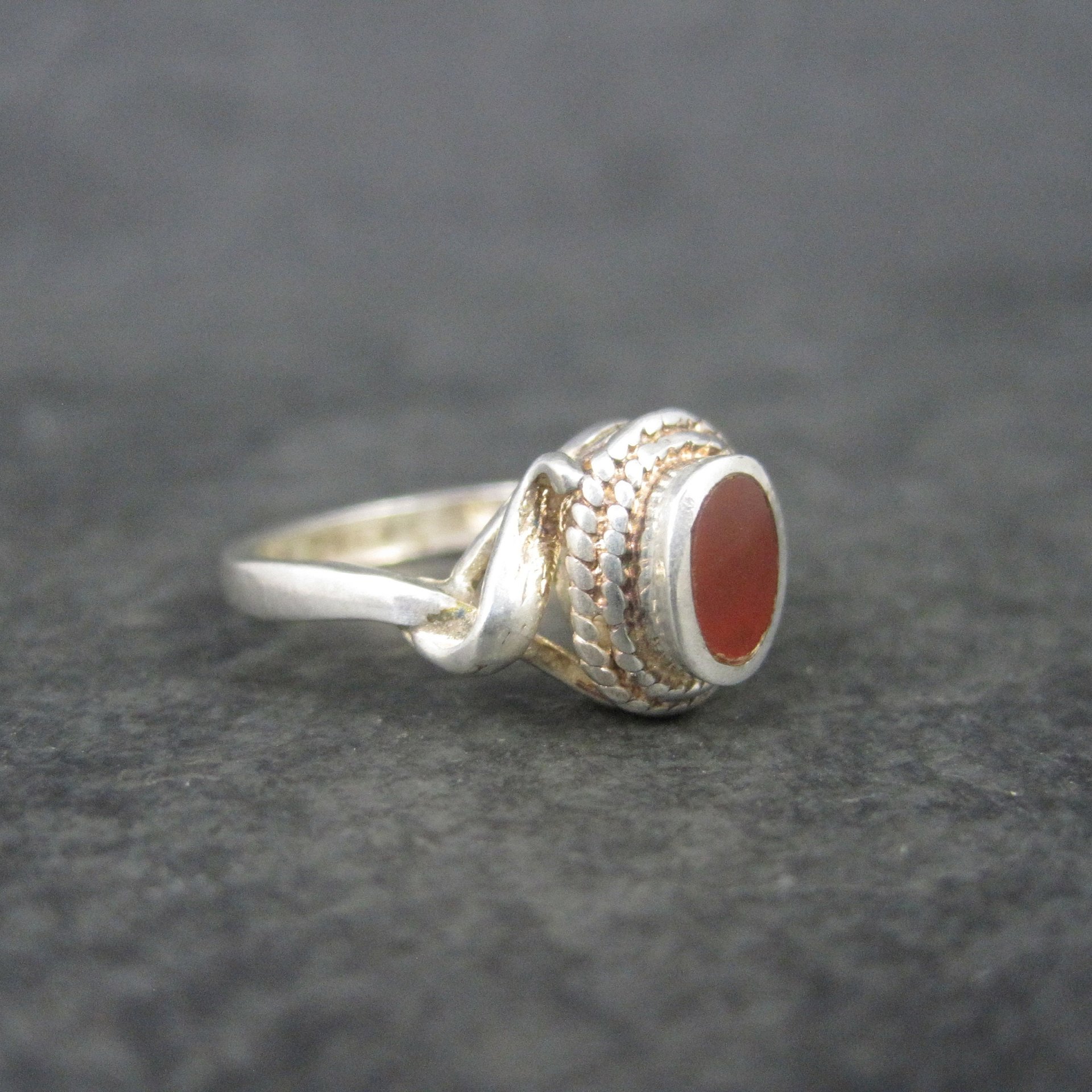 Vintage Sterling Carnelian Ring Size 5.75