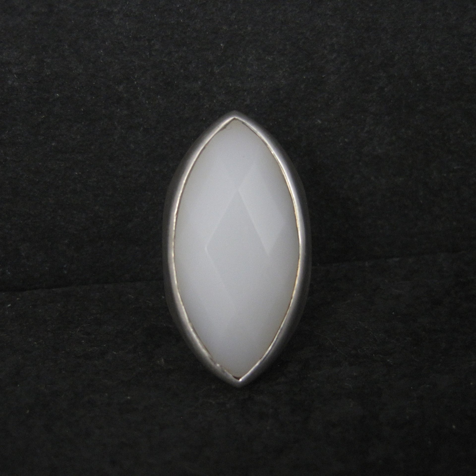 Vintage Brushed Sterling Milk Glass Ring Size 6