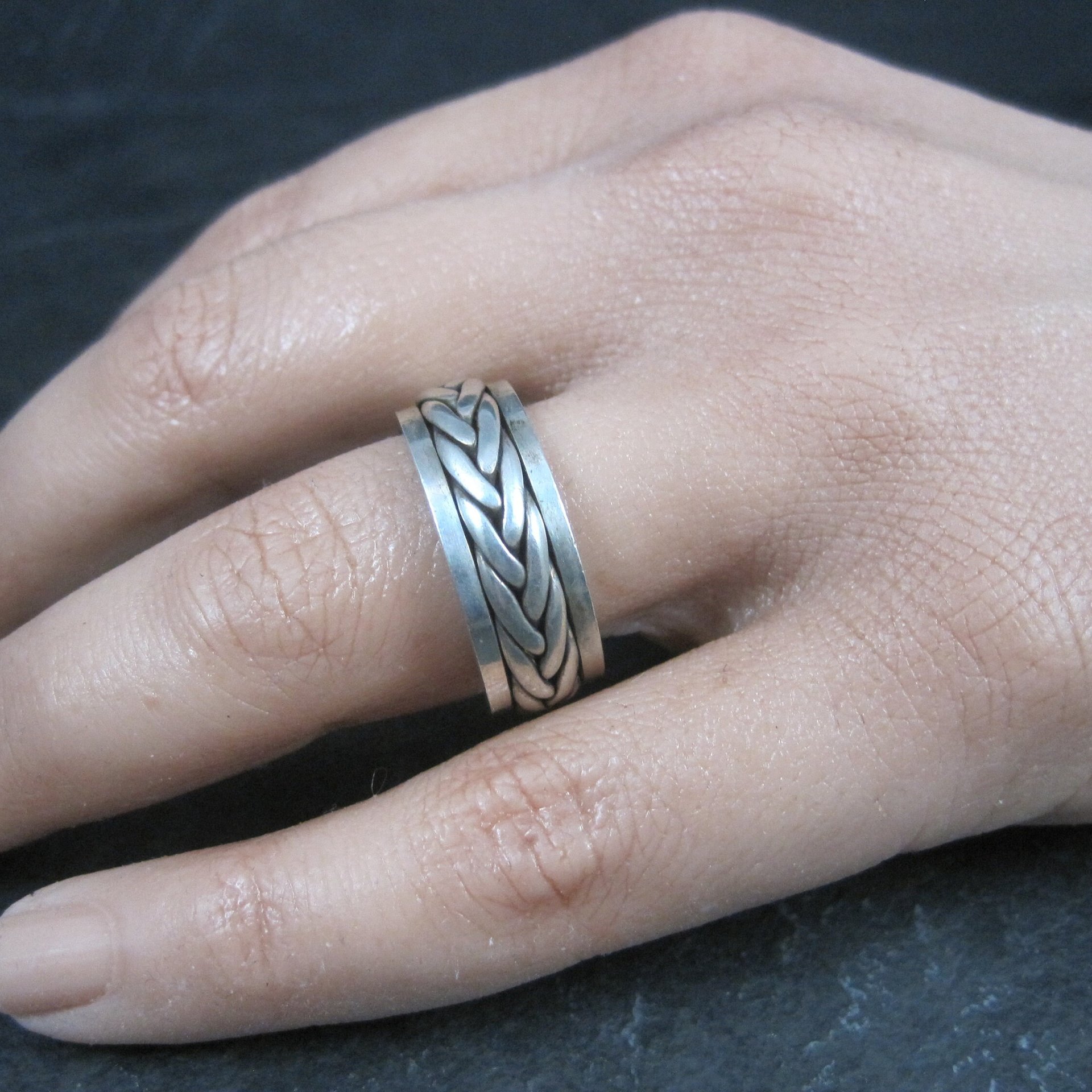 Vintage Sterling Worry Spinner Band Ring Size 8