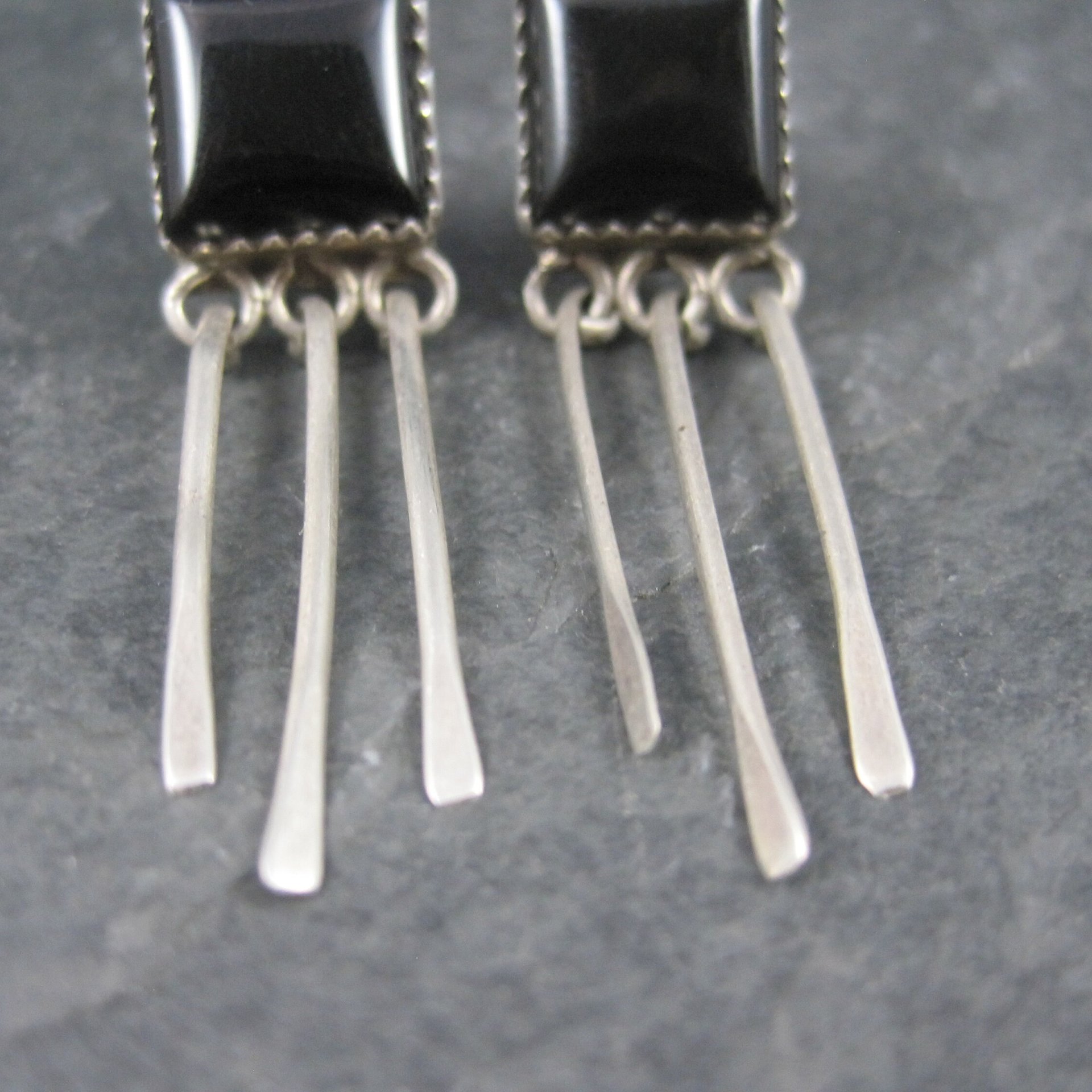 Southwestern Sterling Onyx Earrings