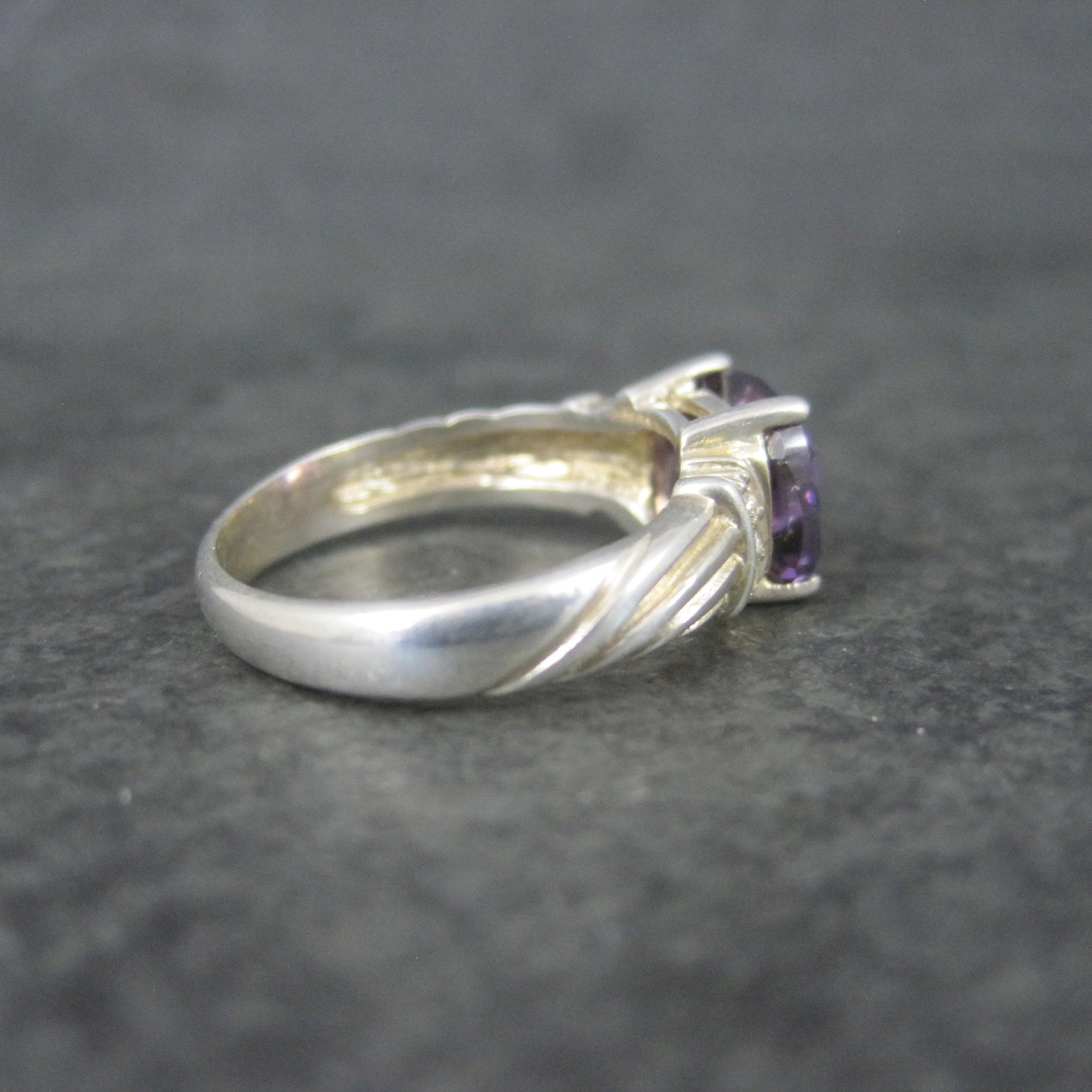 Vintage Sterling Amethyst Ring Size 7.25