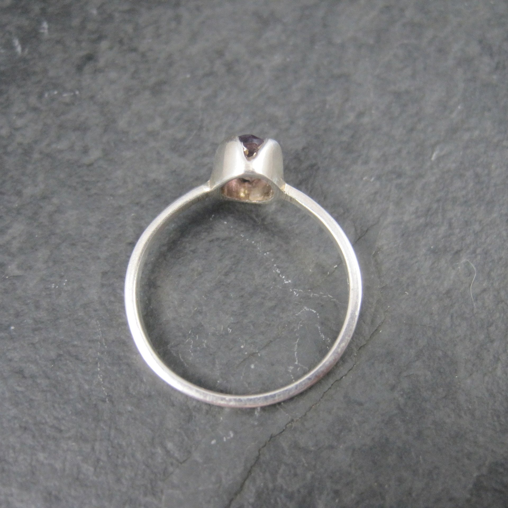 Simple Sterling Amethyst Ring Size 7