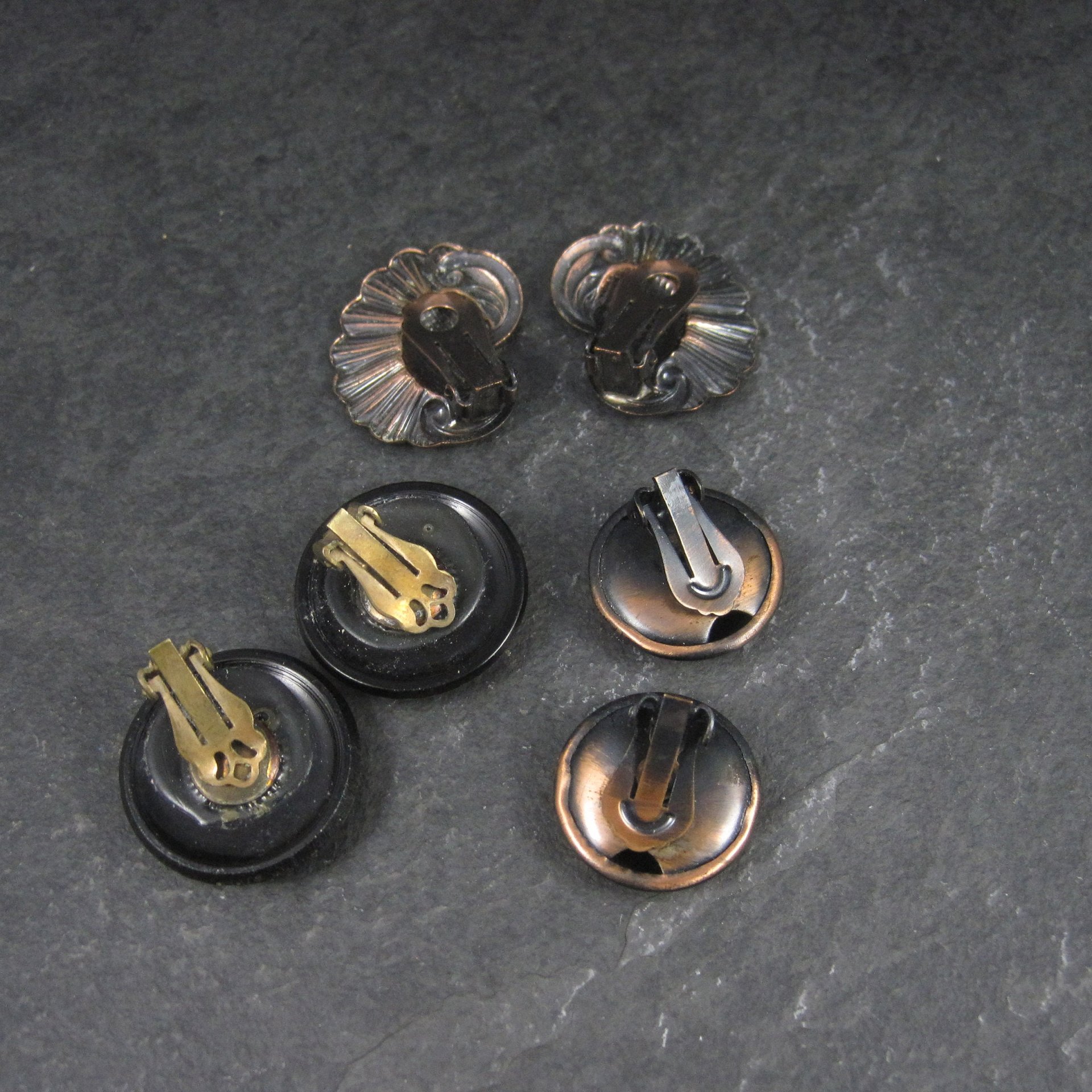 Destash Lot of 3 Copper Clip On Earrings