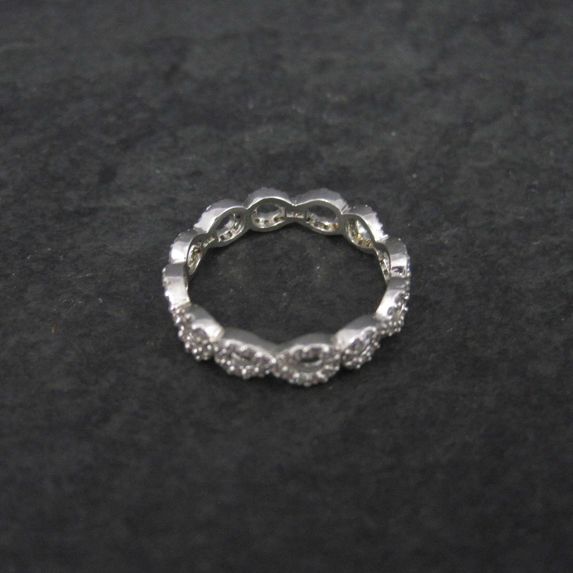 Vintage Sterling Cz Infinity Ring Size 8