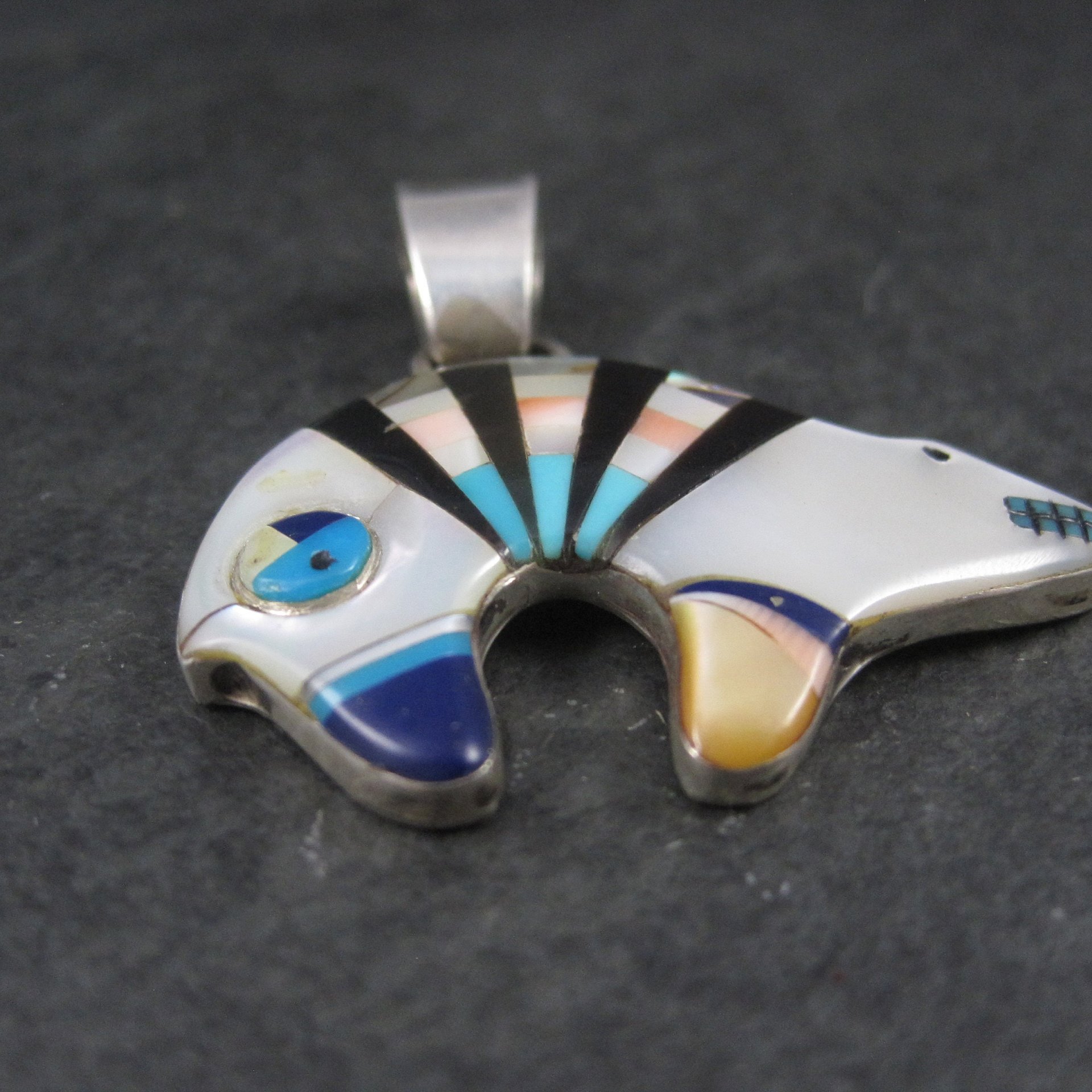 Sterling Inlay Spirit Bear Pendant