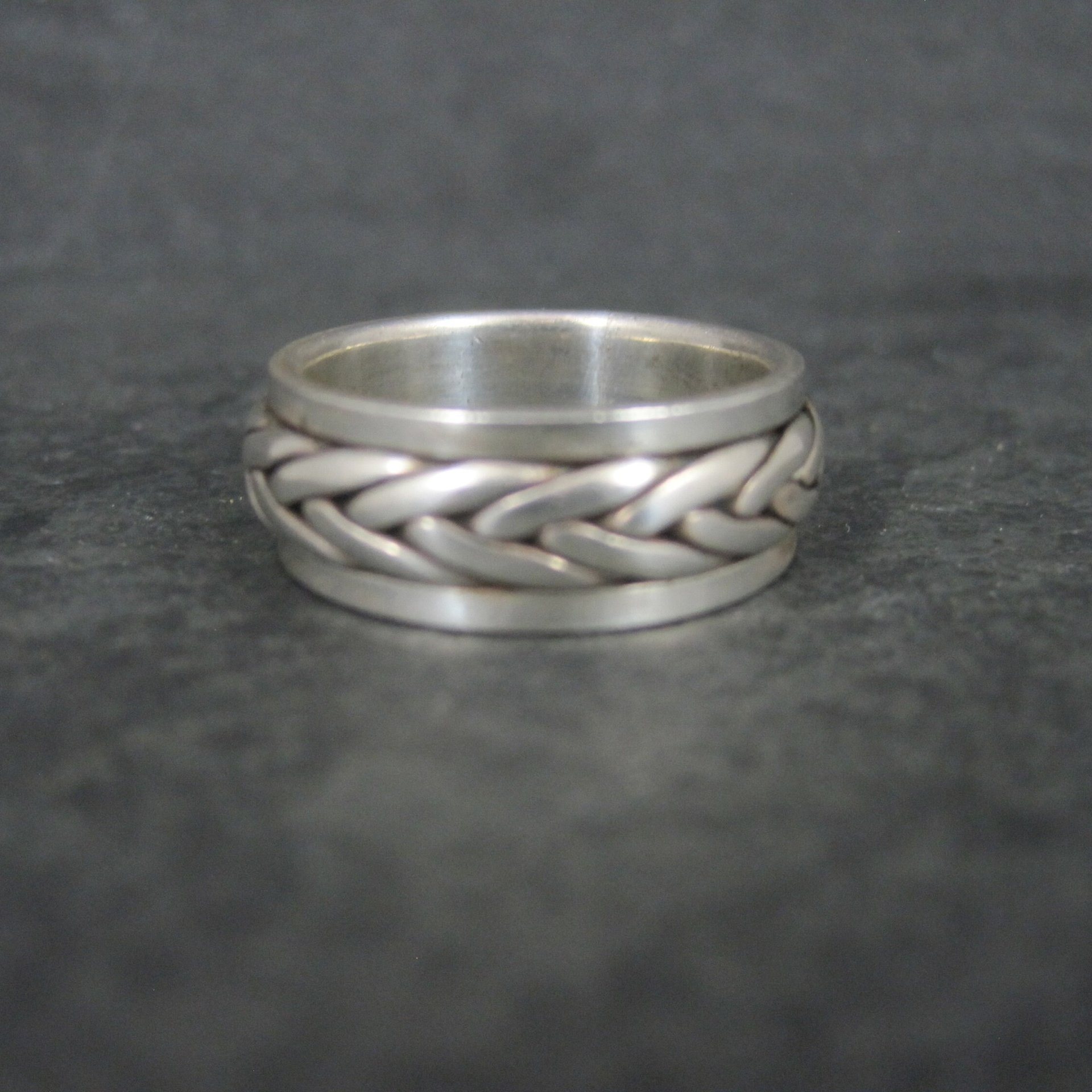 Vintage Sterling Worry Spinner Band Ring Size 8