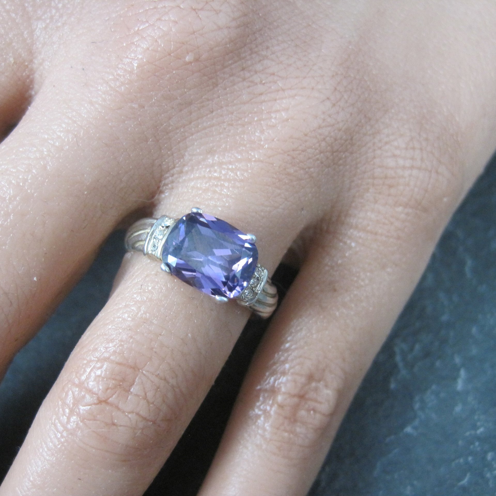 Vintage Sterling Amethyst Ring Size 7.25