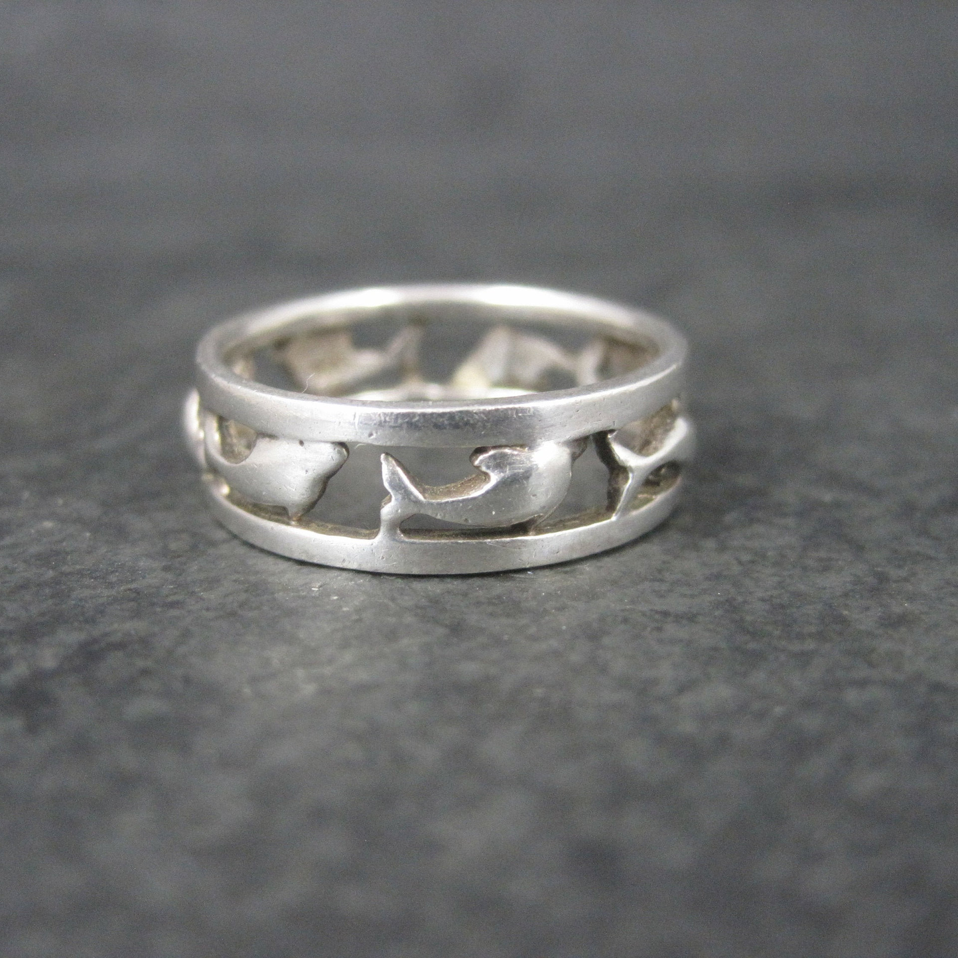 Vintage Sterling Dolphin Ring Size 8