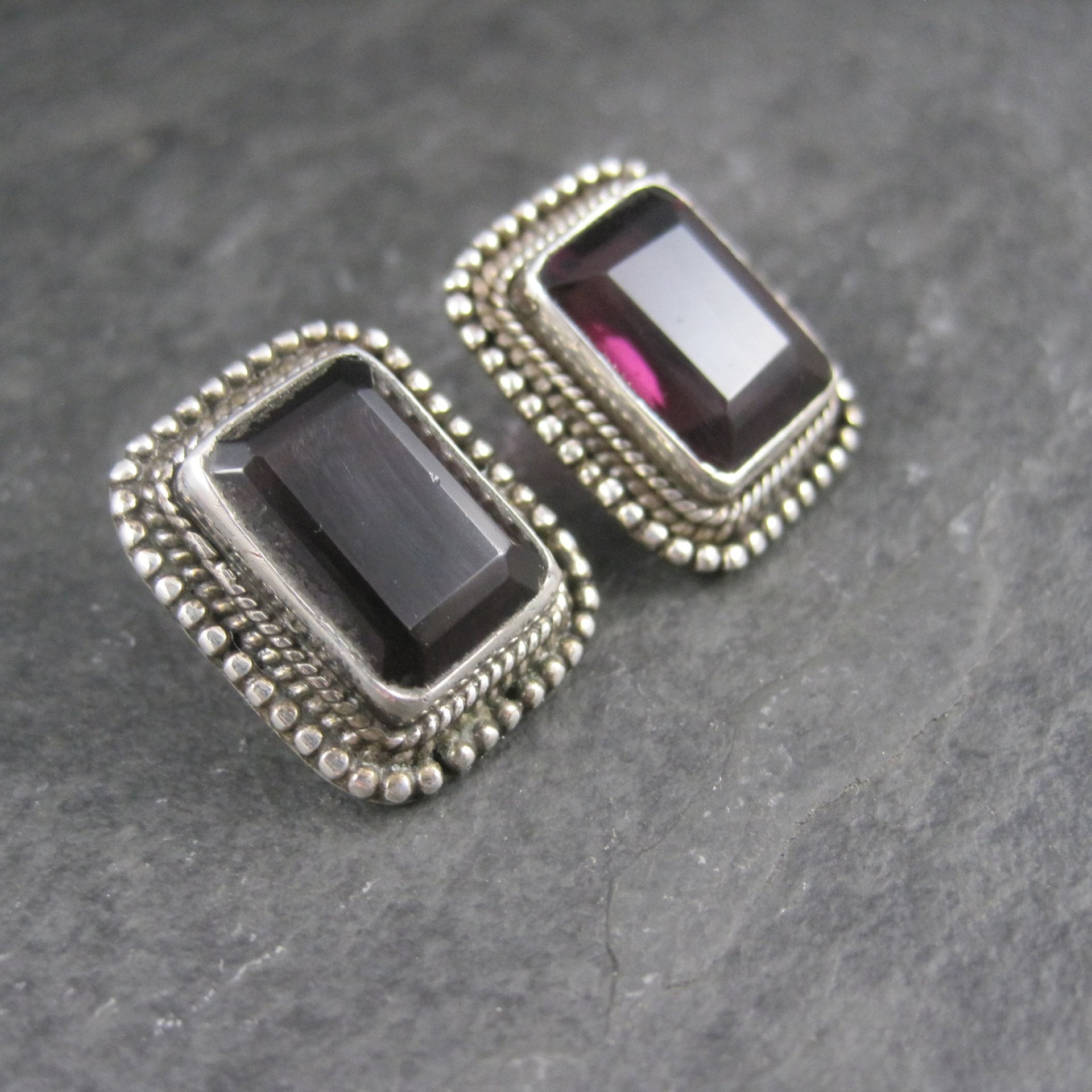 Large Purple Sterling Earrings