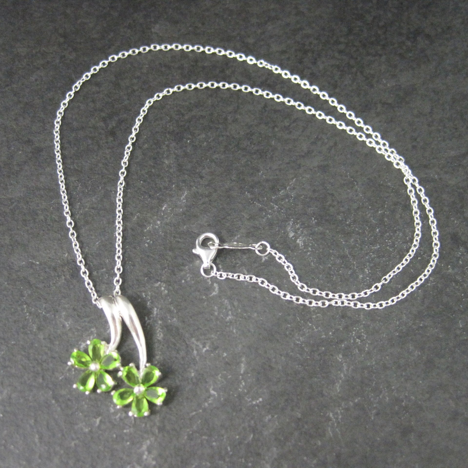 Estate Sterling Peridot Flower Pendant