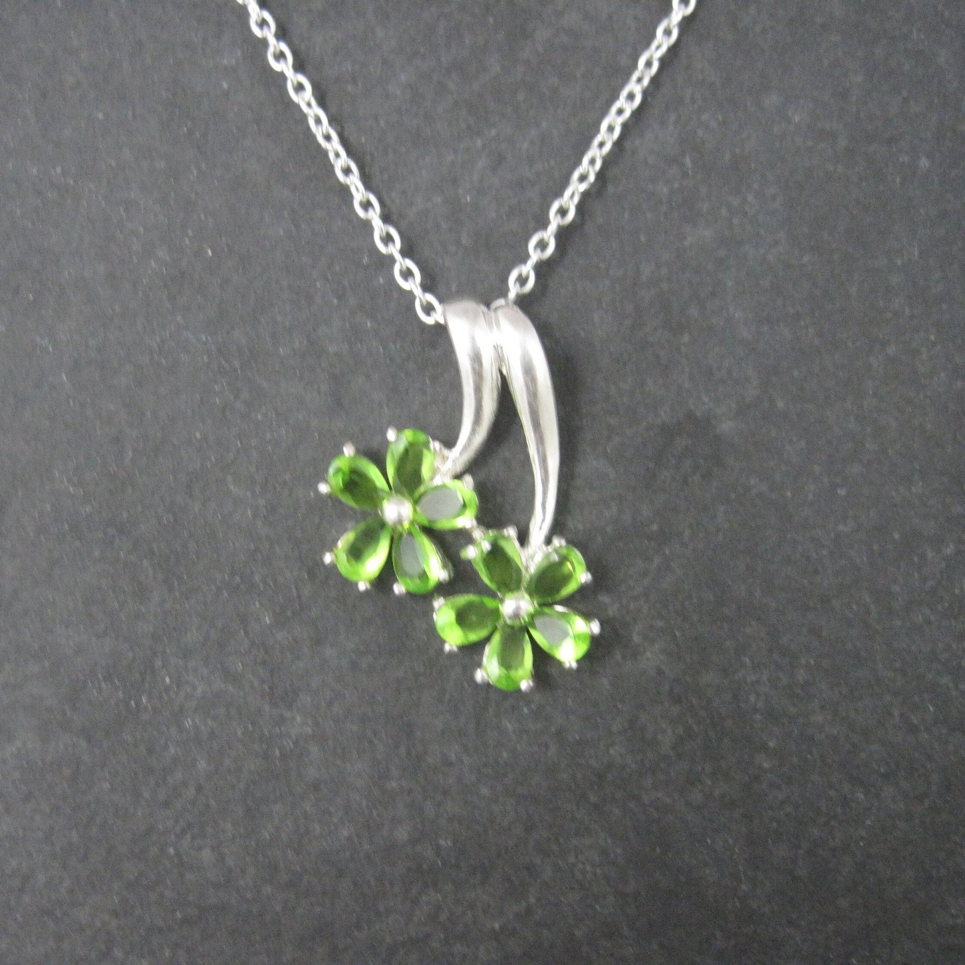 Estate Sterling Peridot Flower Pendant