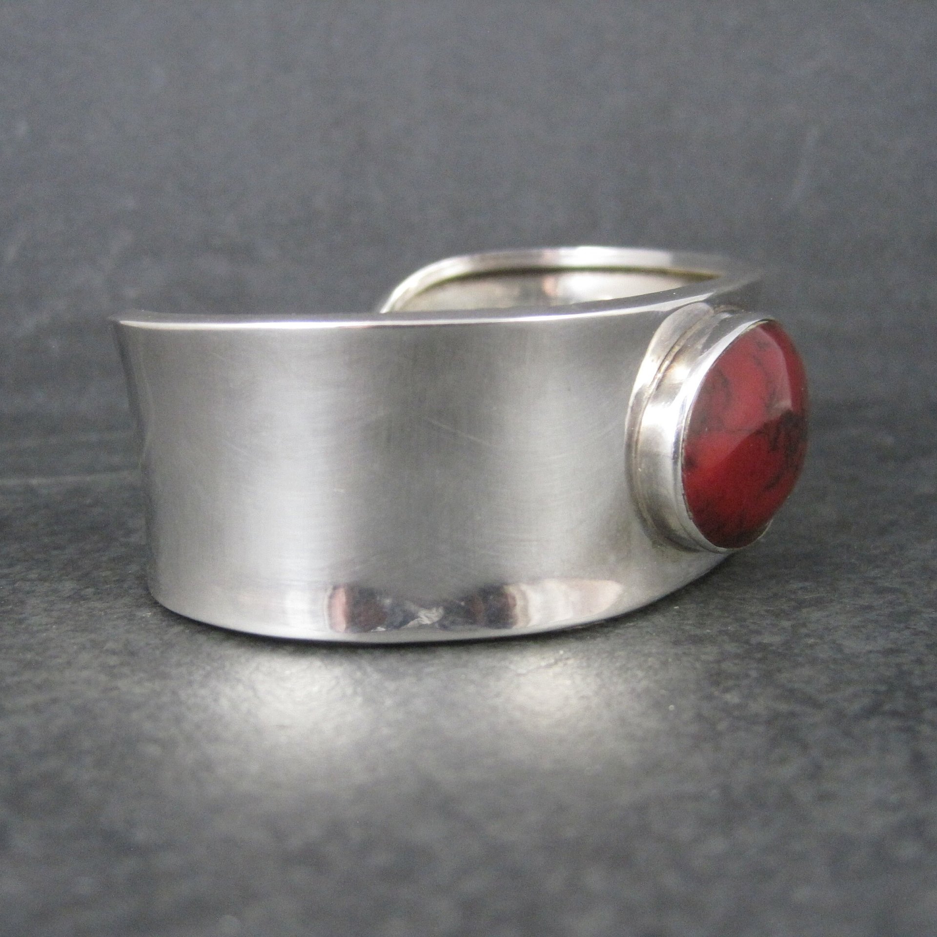 Mexican Sterling Faux Red Jasper Cuff Bracelet 6.75 Inches