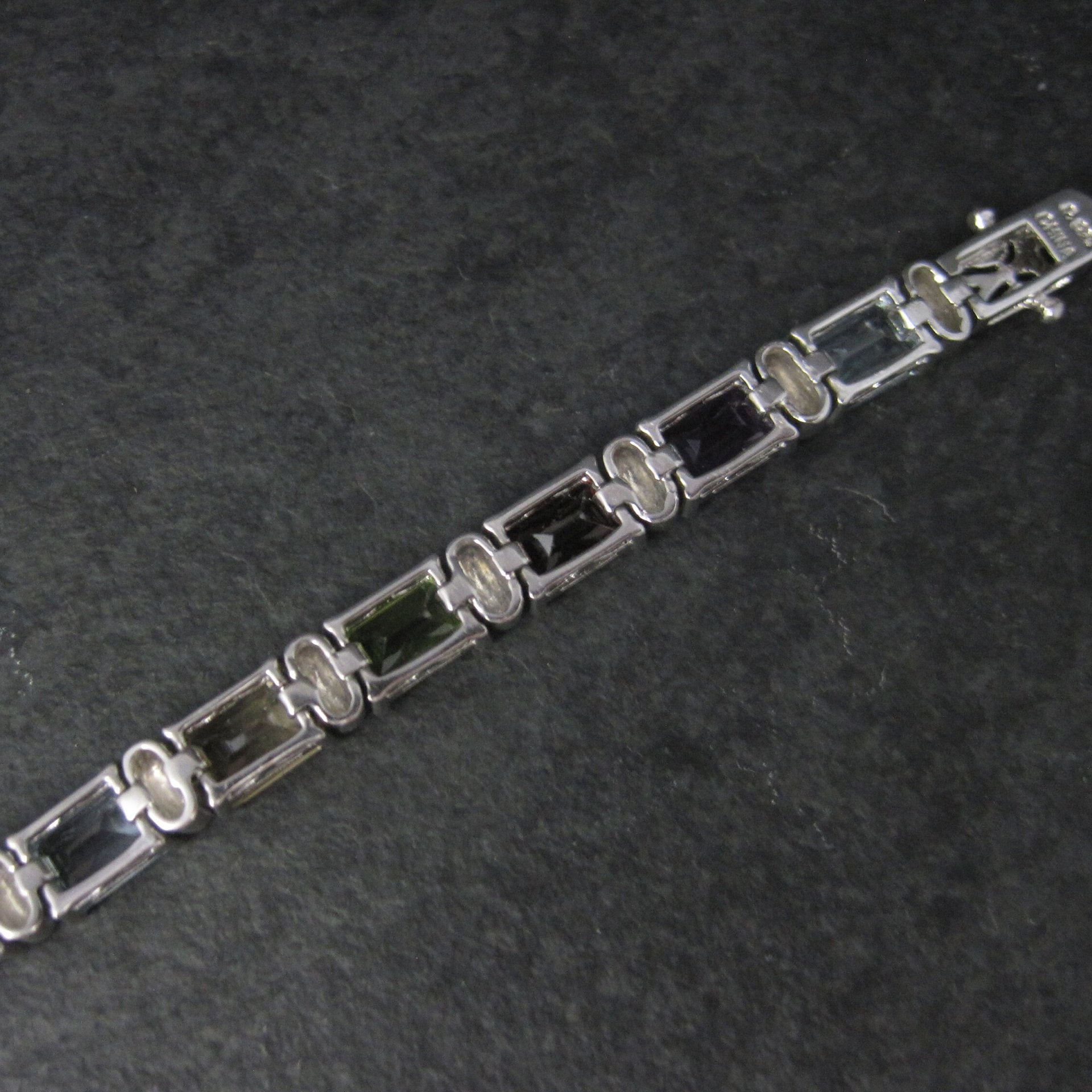 Estate Sterling Gemstone Bracelet 7.5 Inches