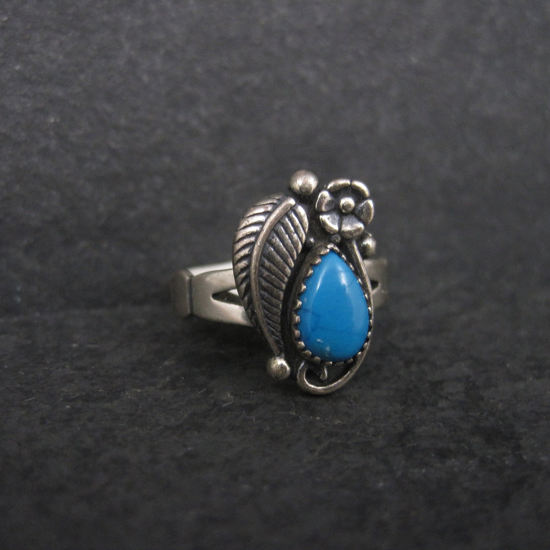 Vintage Sterling Turquoise Feather Ring Multiple Sizes Available