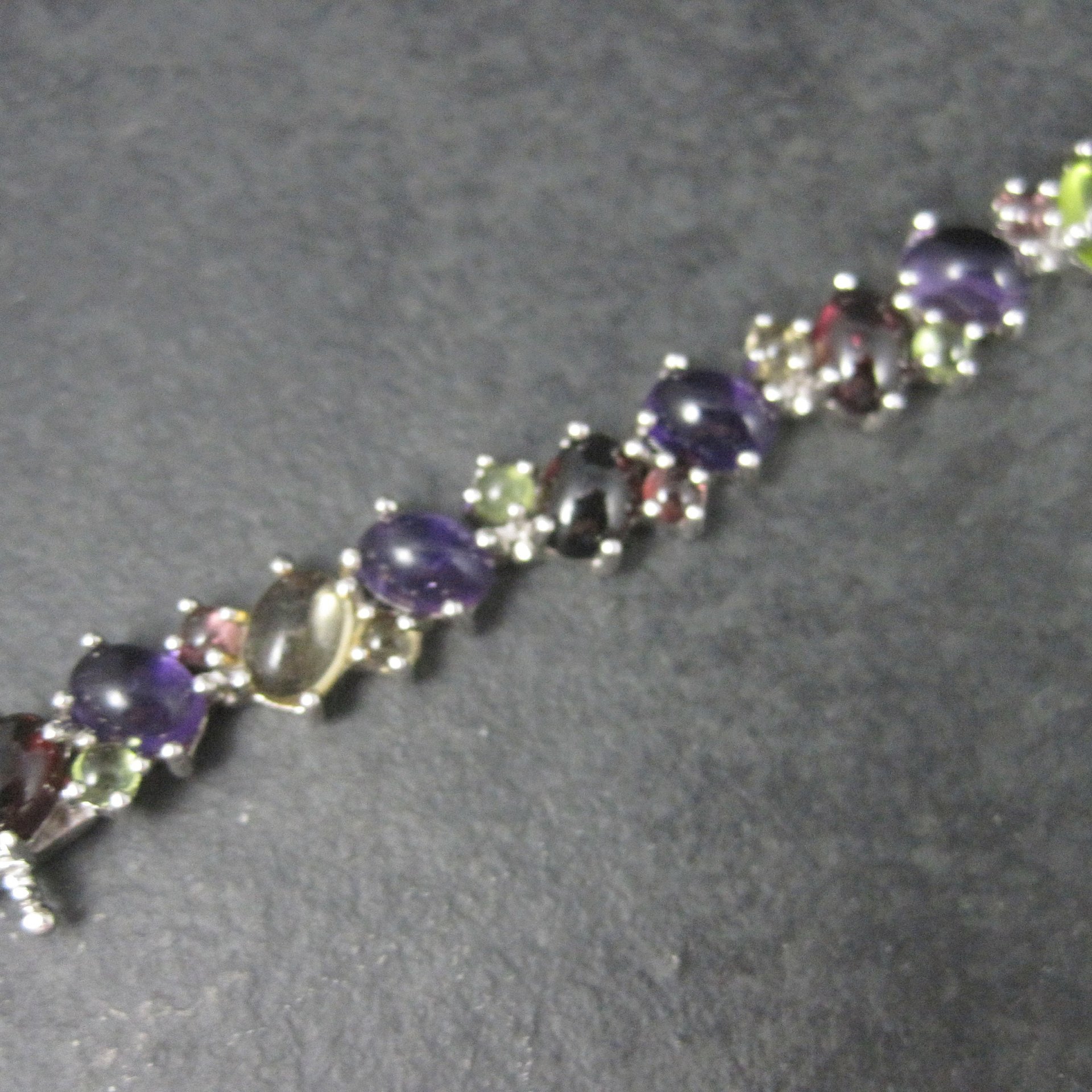 Vintage Sterling Gemstone Cabochon Bracelet 7.75 Inches