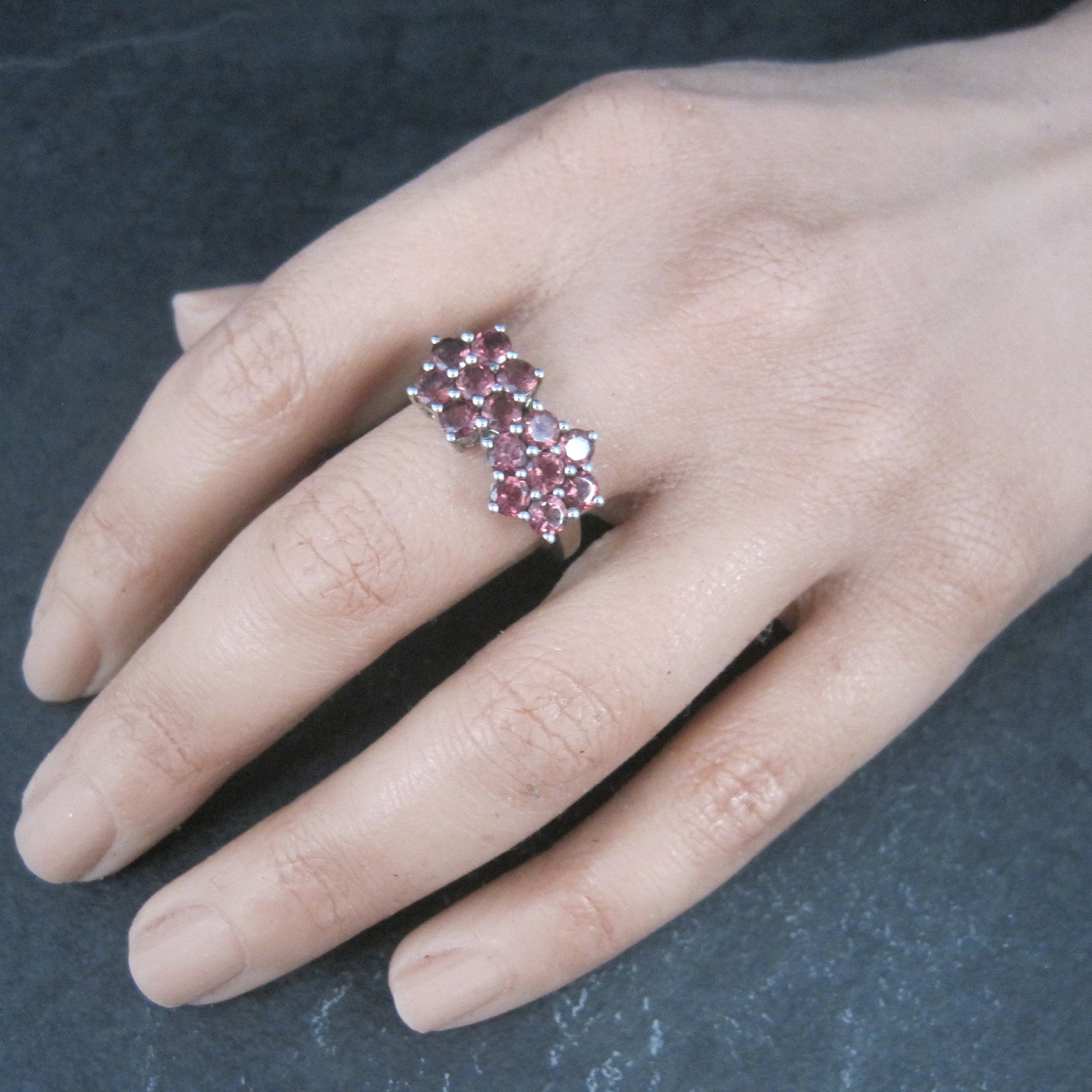 Vintage Sterling Rhodolite Garnet Ring Size 9