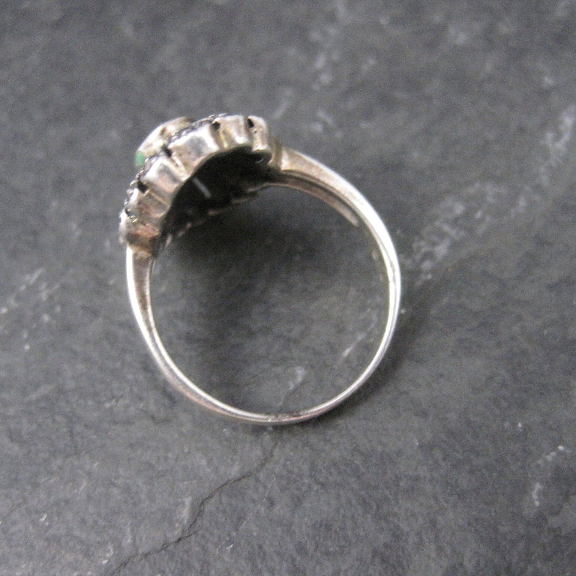 Vintage Sterling Onyx Marcasite Ring Size 7