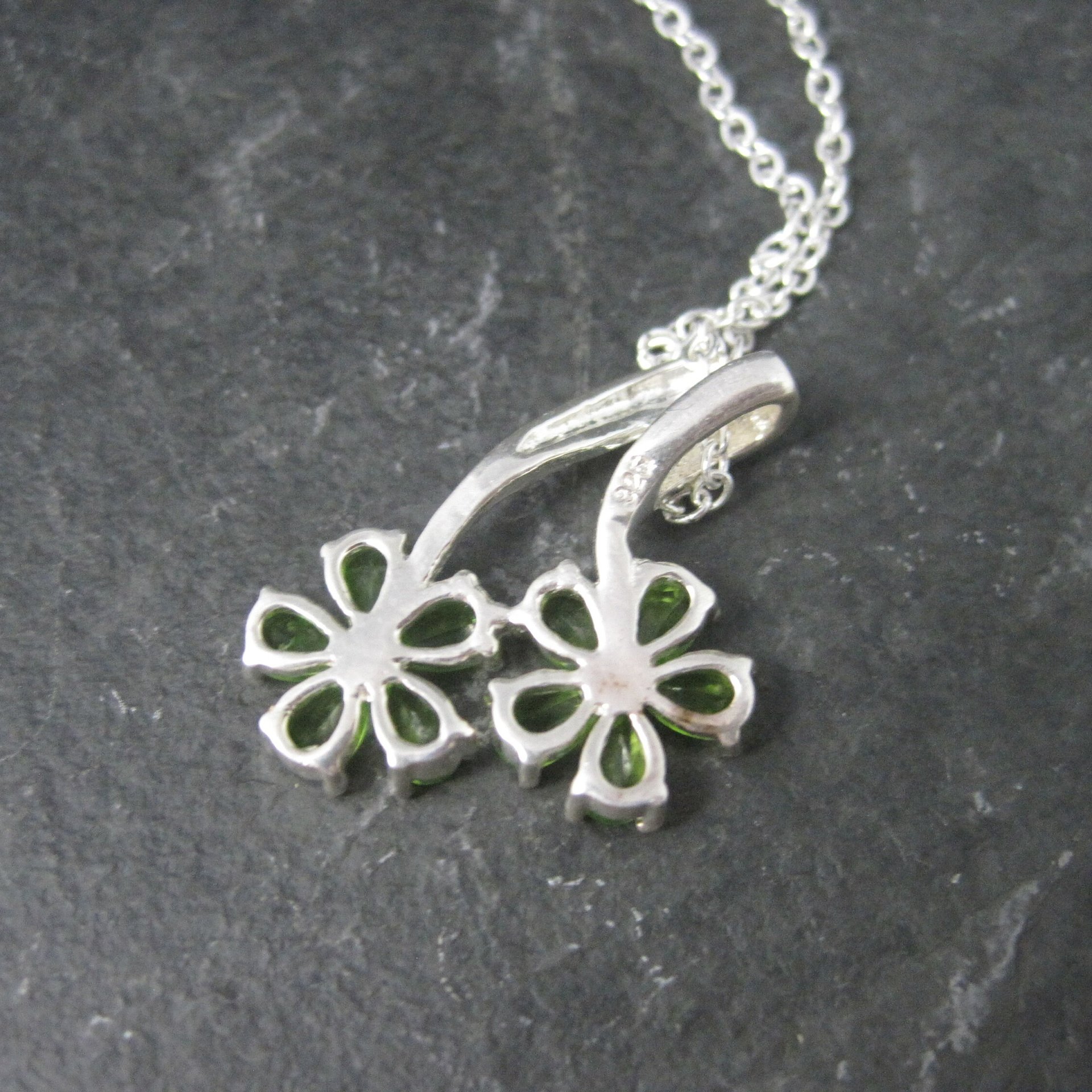 Estate Sterling Peridot Flower Pendant