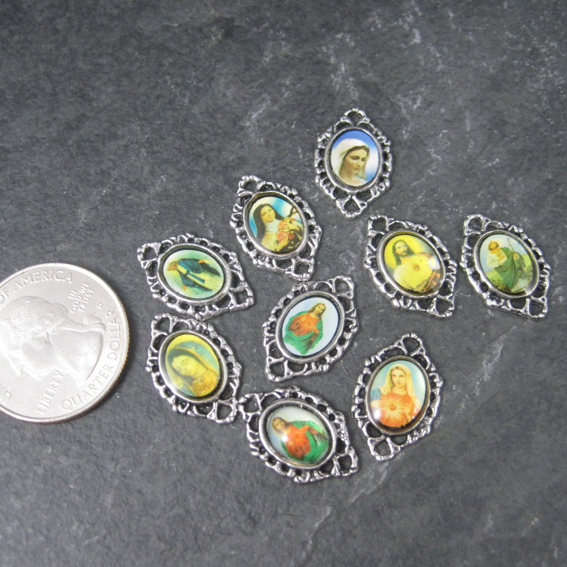 Lot of 9 Vintage Rosary Connectors .75 Inches