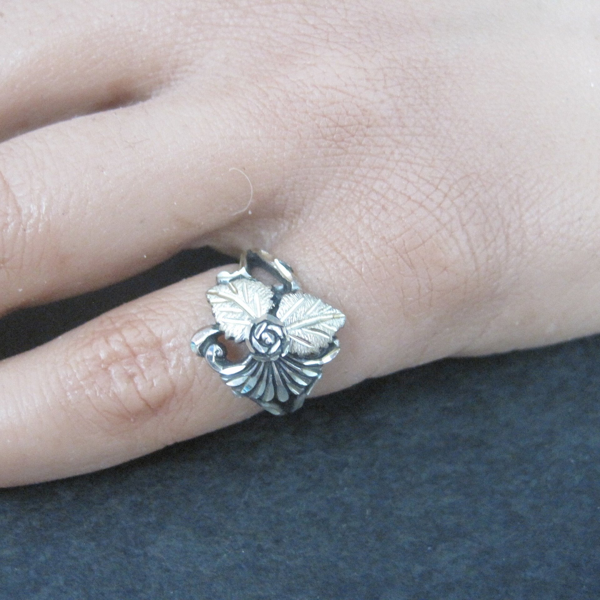 Vintage Black Hills Silver Rose Ring Sizes 4 and 5 Available