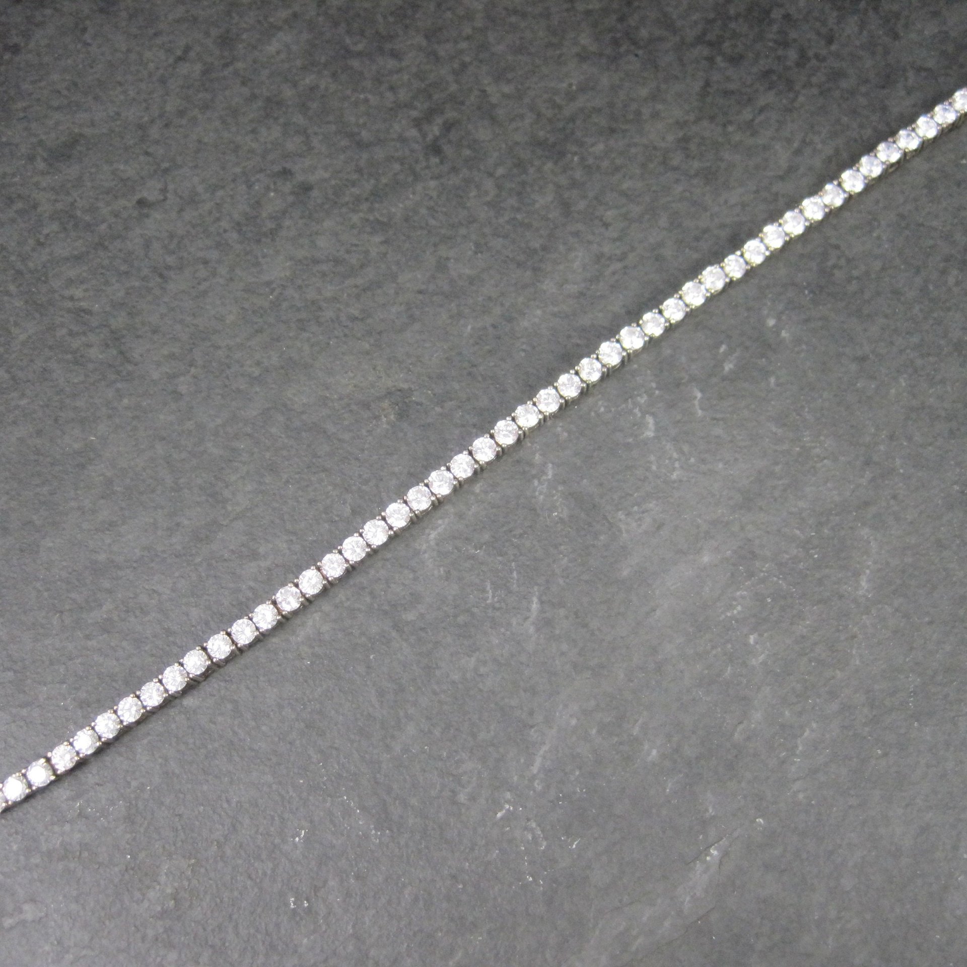 Vintage Sterling Cz Tennis Bracelet 7 Inches