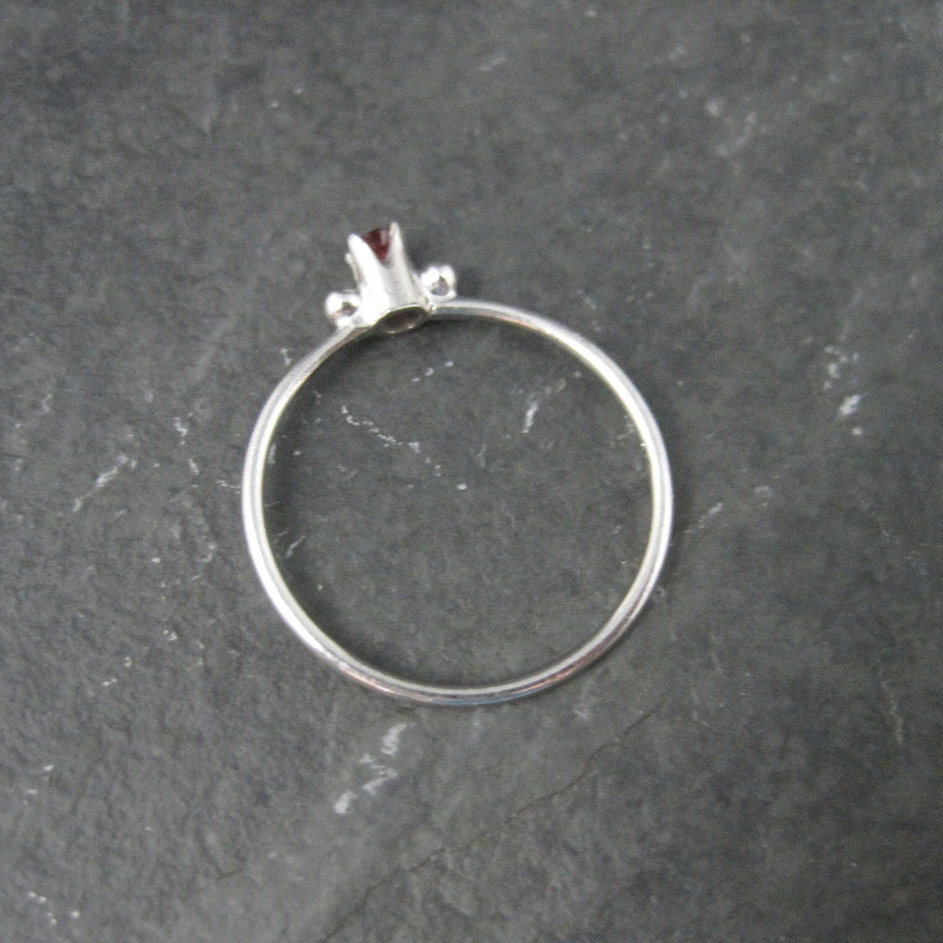 Dainty Sterling Minimalist Ruby Ring Size 7.5