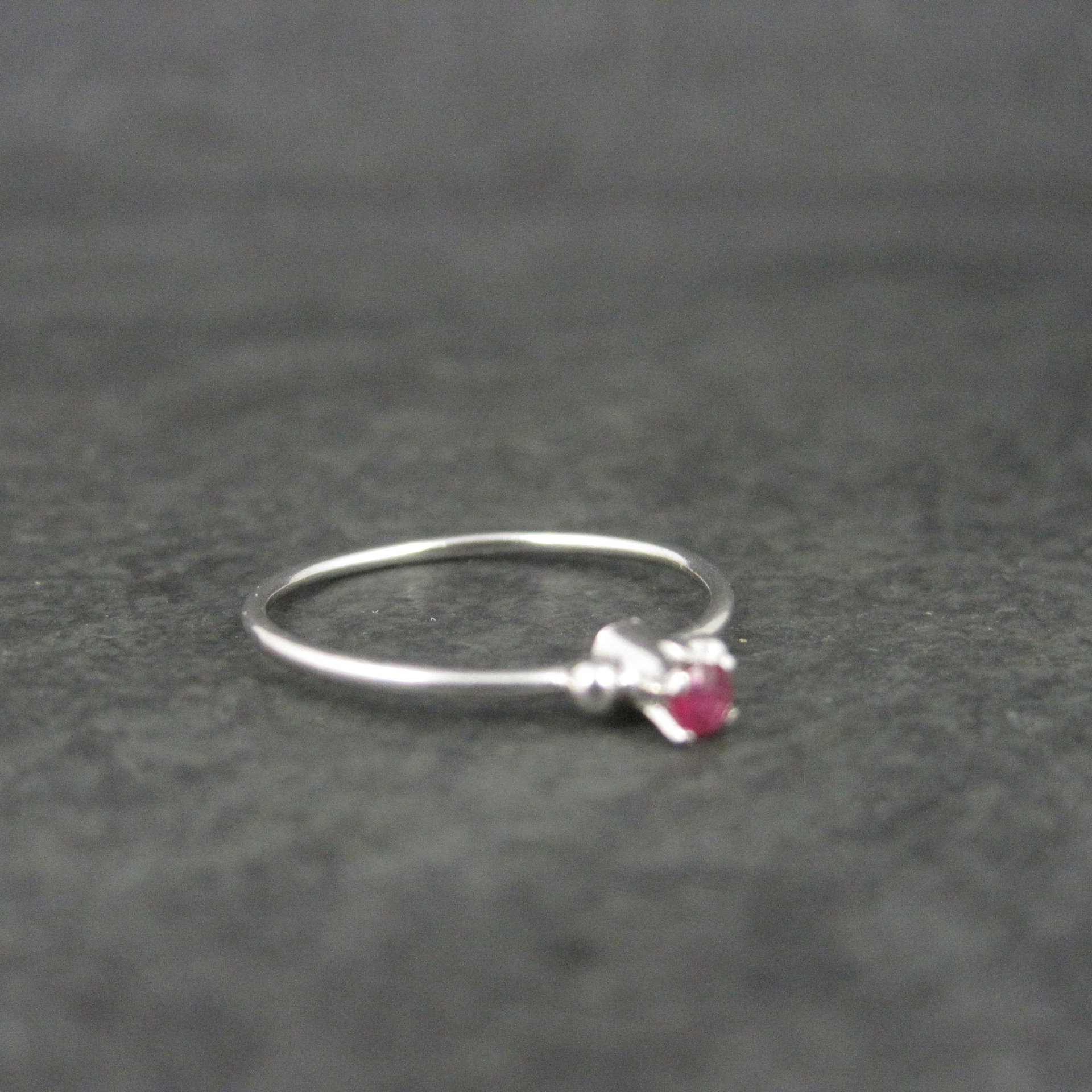 Dainty Sterling Minimalist Ruby Ring Size 7.5