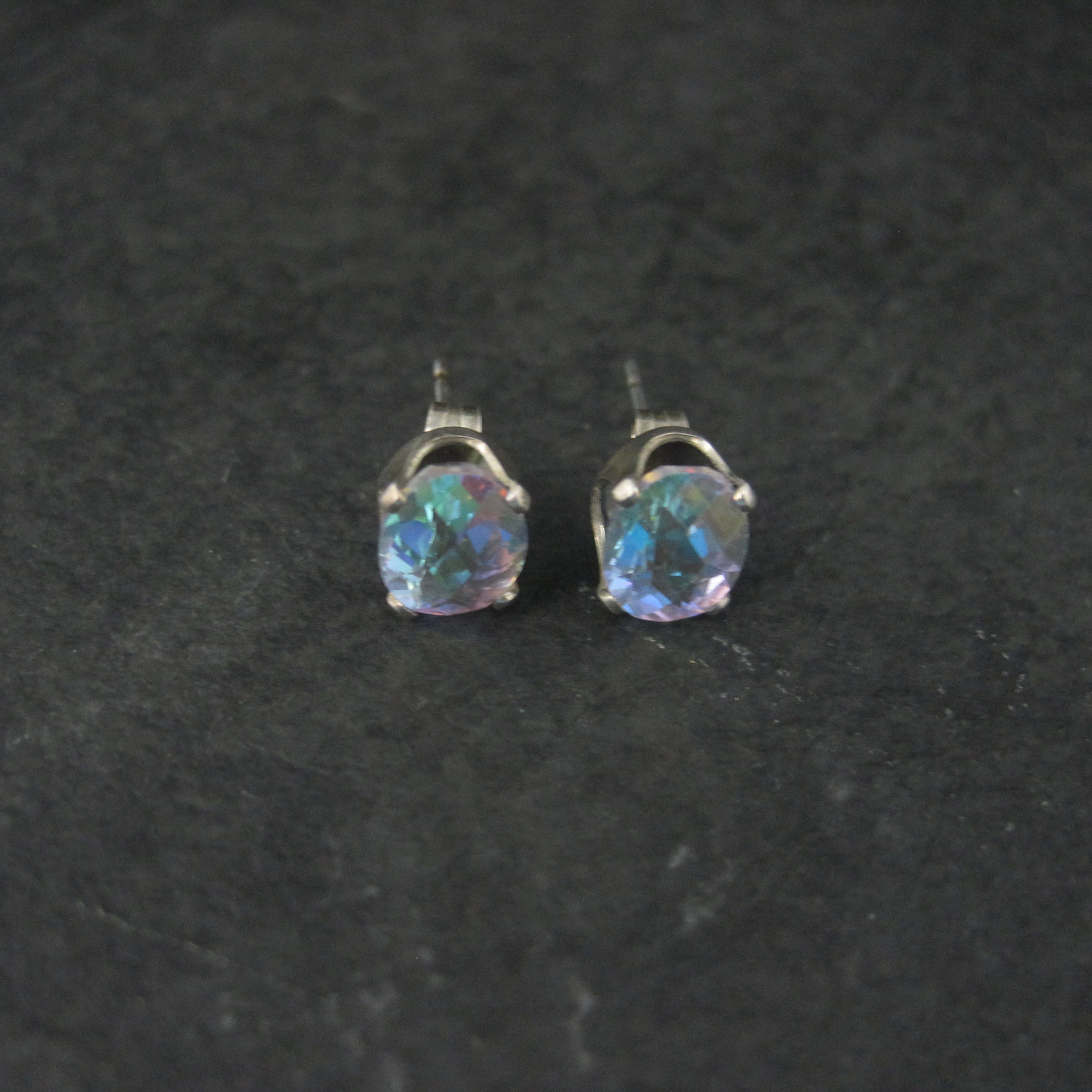 Vintage Sterling Mystic Topaz Stud Earrings