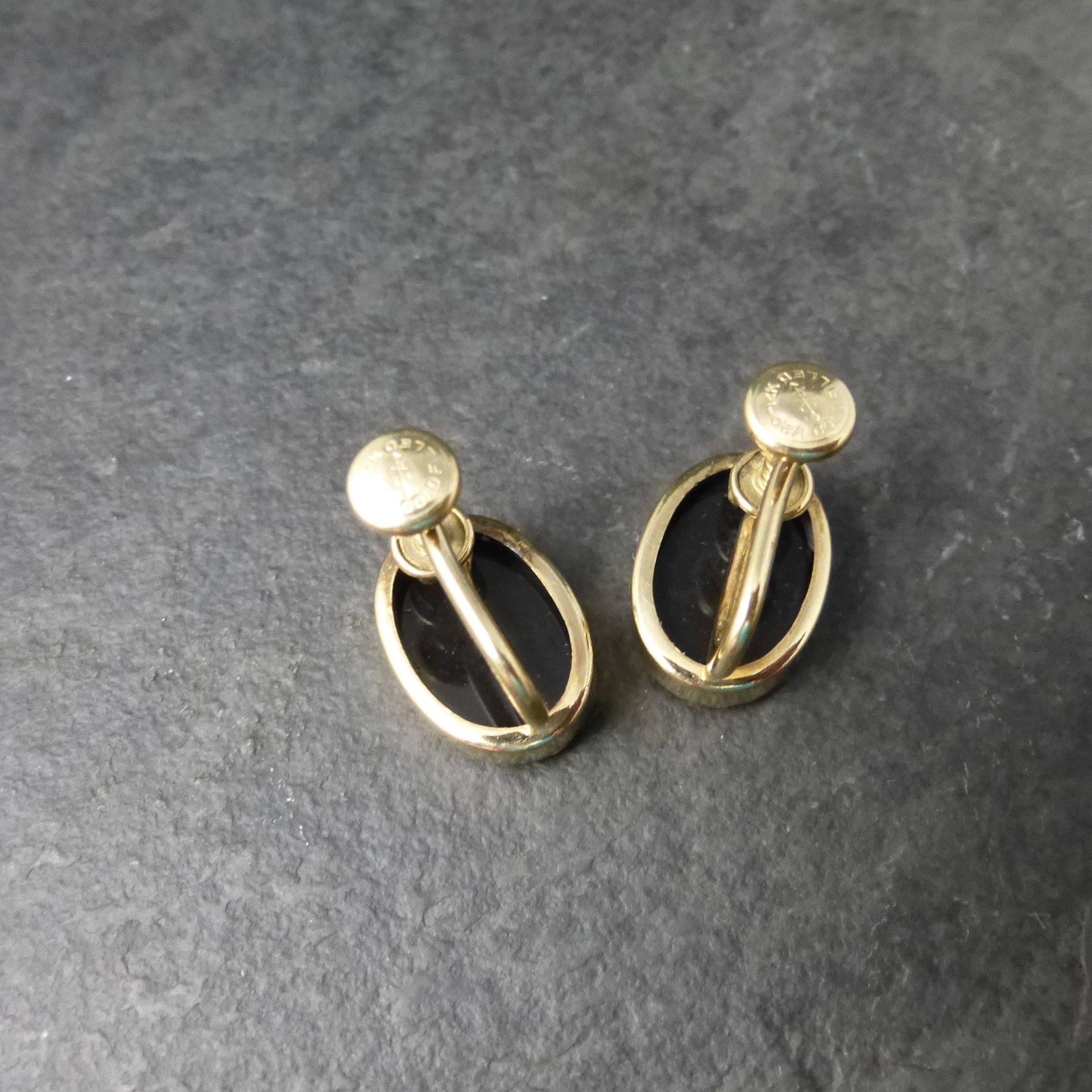 Vintage Gold Filled Onyx Screw Back Earrings Carl Art