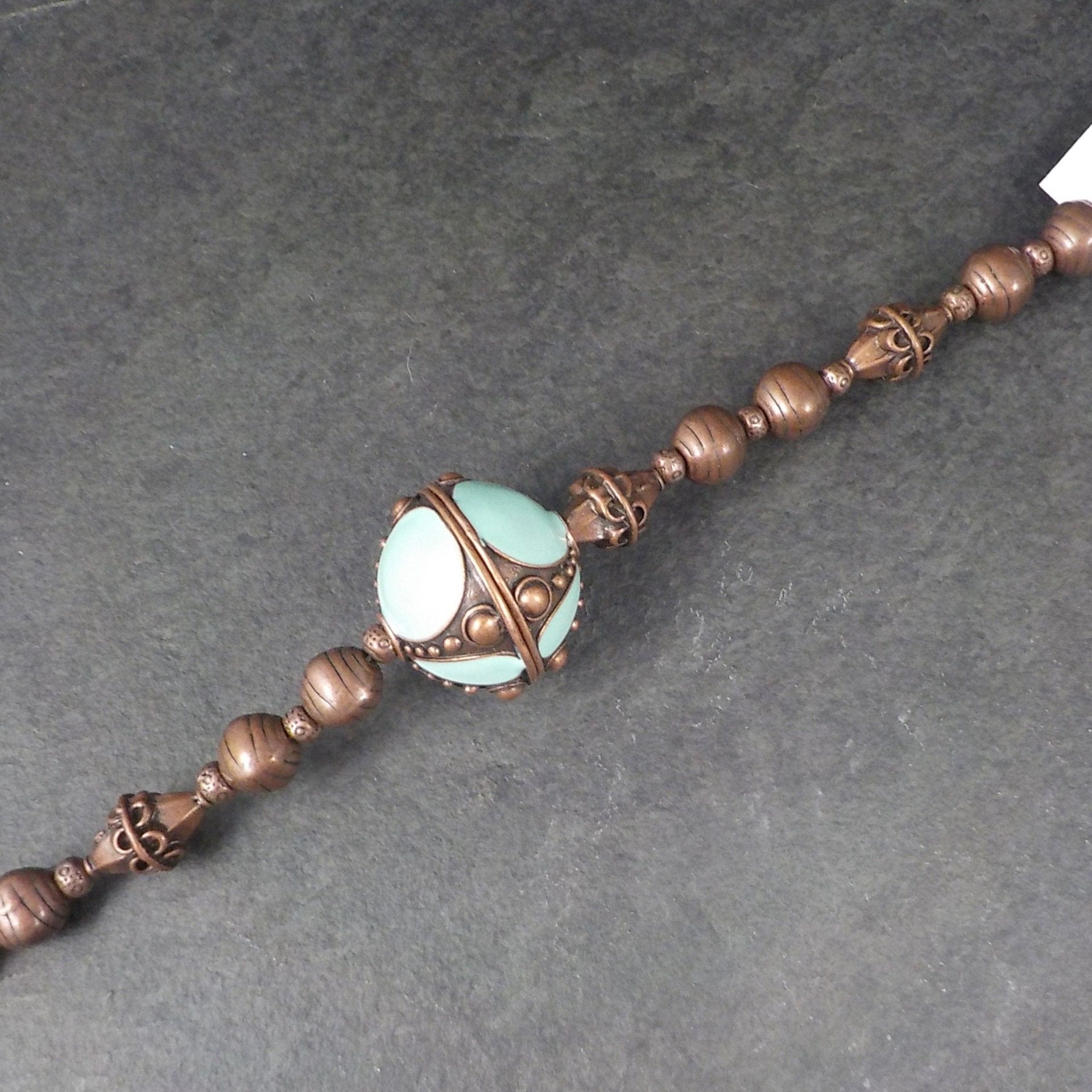 Blue Moon Copper Enamel Bead Strand 5-21mm