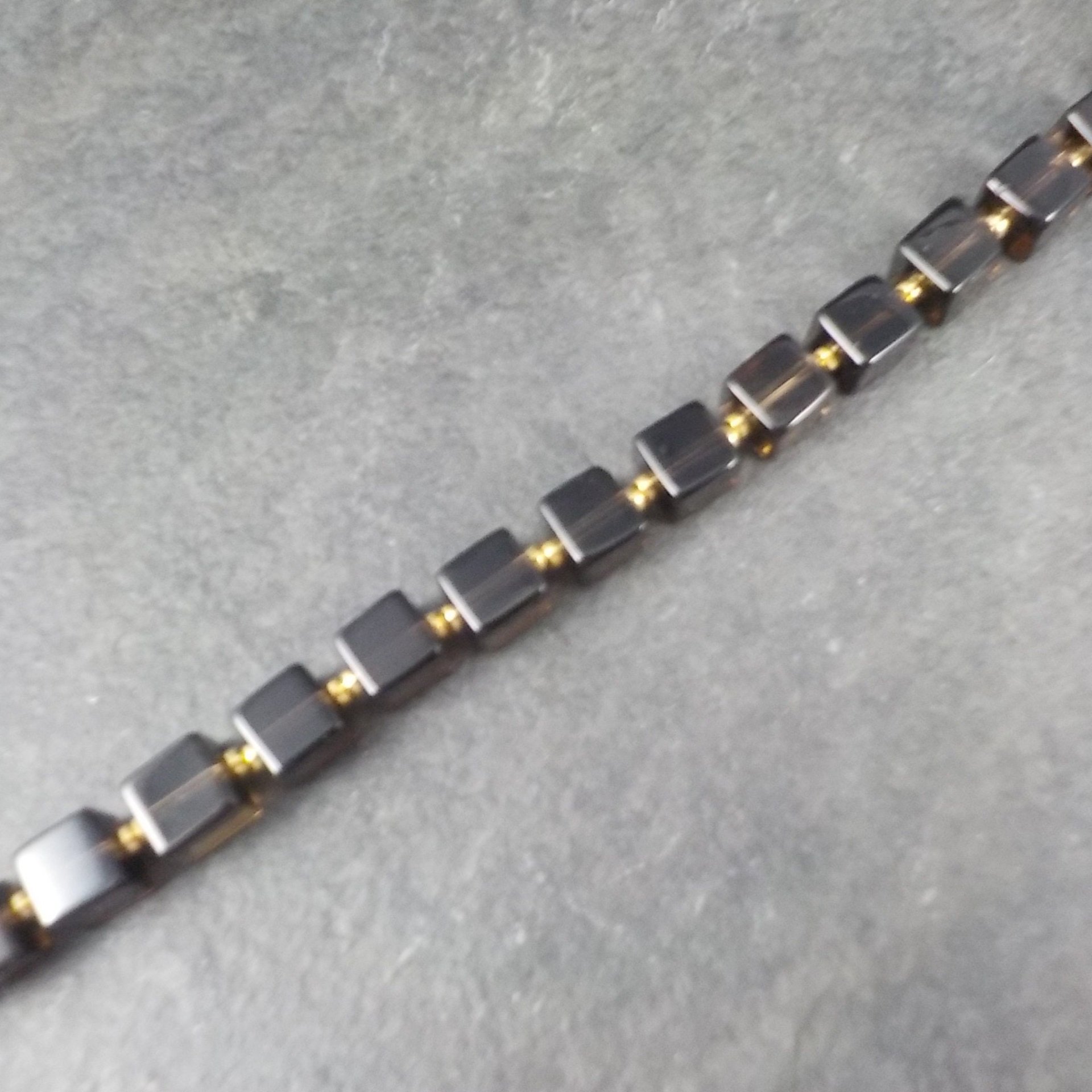 Vintage Gold Filled Smoky Quartz Bracelet 7.5 Inches Magnetic Clasp