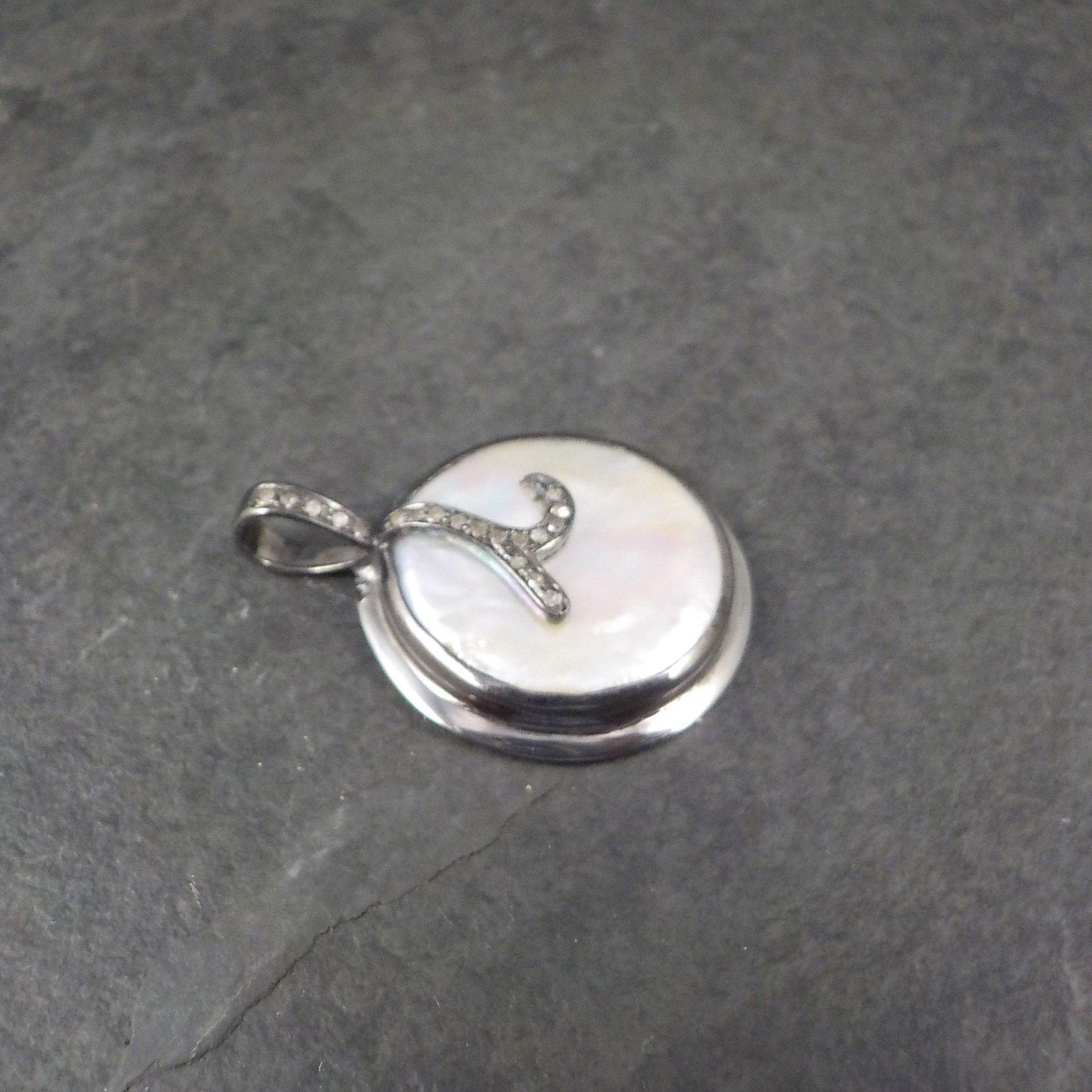 Vintage Sterling Diamond Baroque Mabe Pearl Pendant