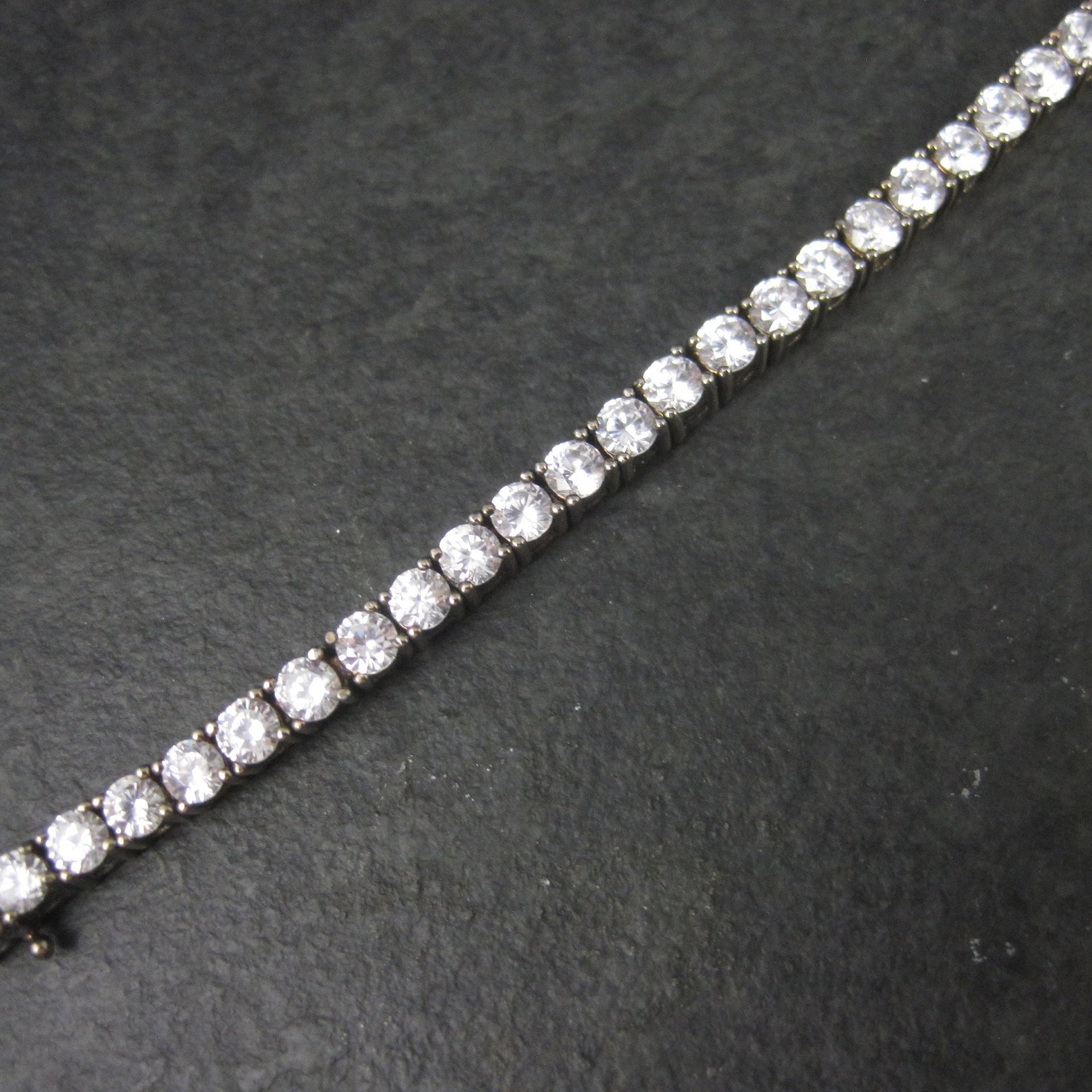 Vintage Sterling Cz Tennis Bracelet 7 Inches