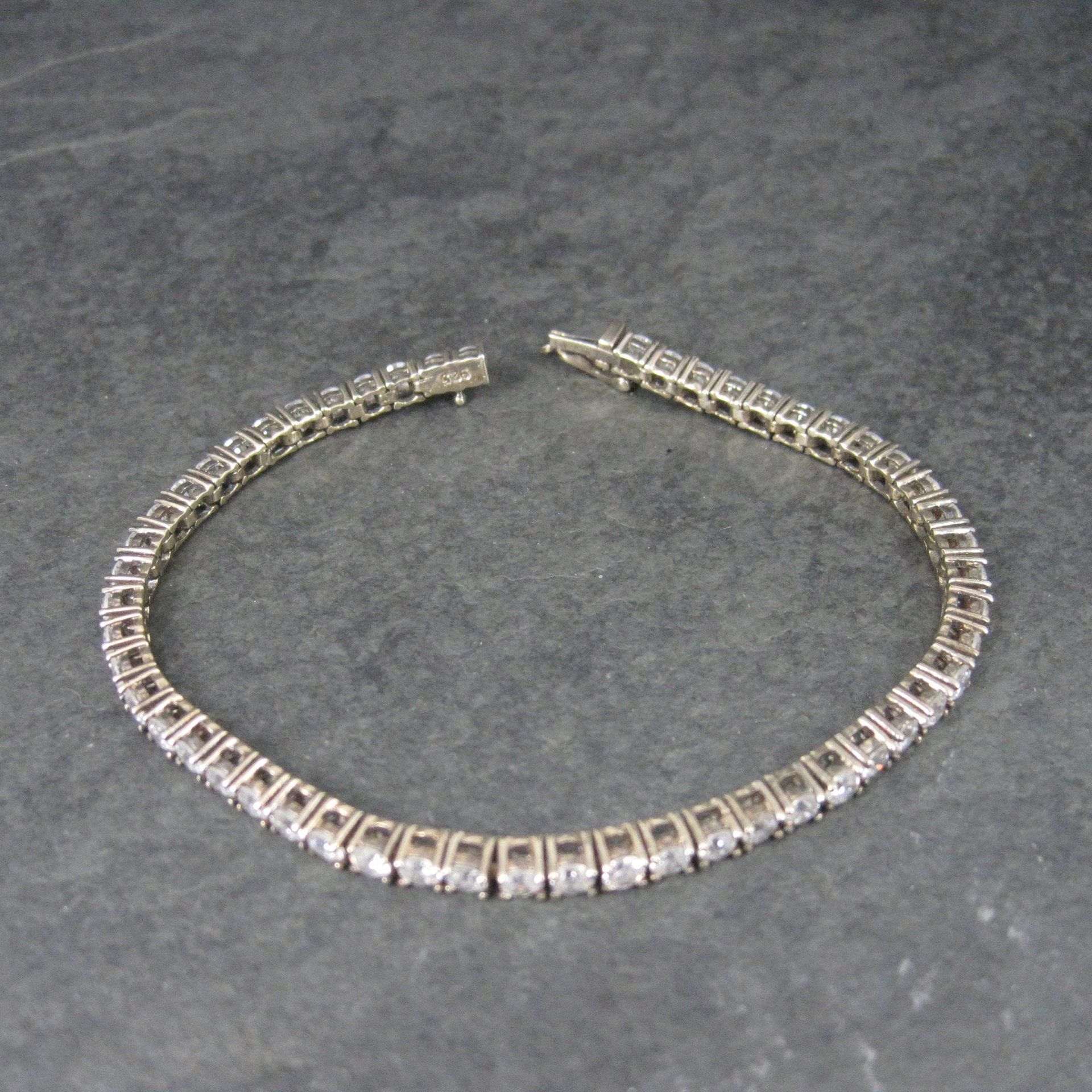 Vintage Sterling Cz Tennis Bracelet 7 Inches