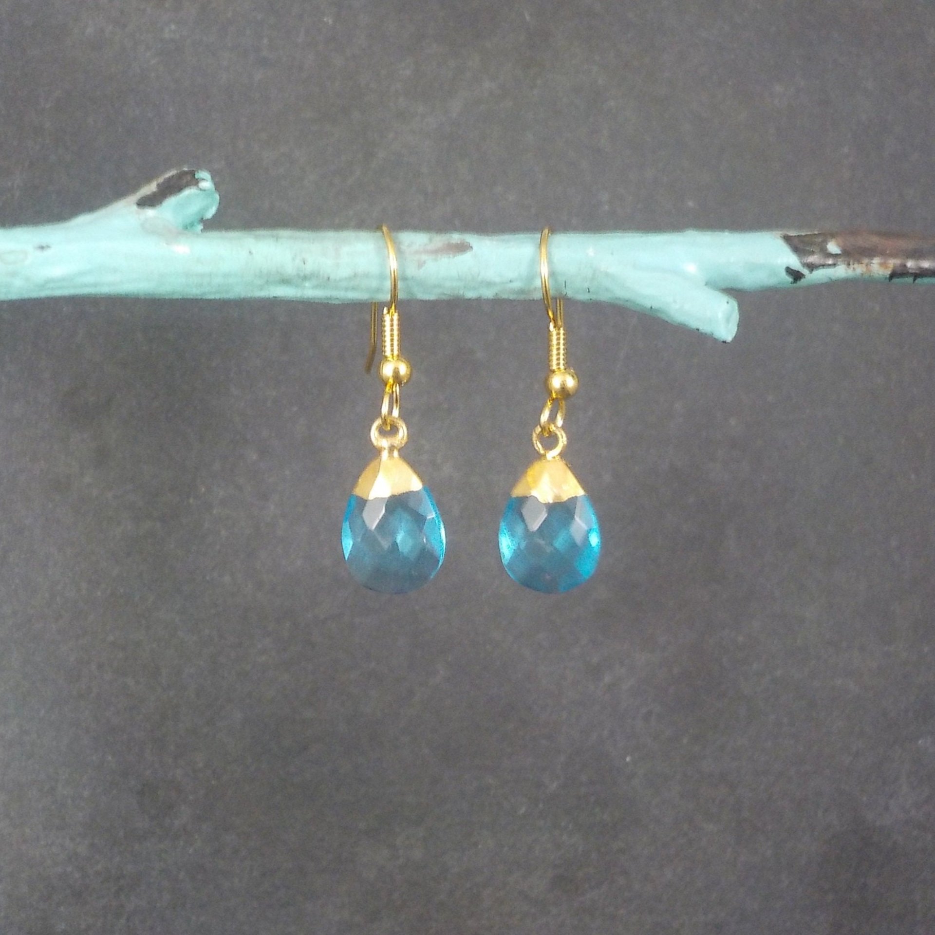 Blue Crystal Briolette Earrings