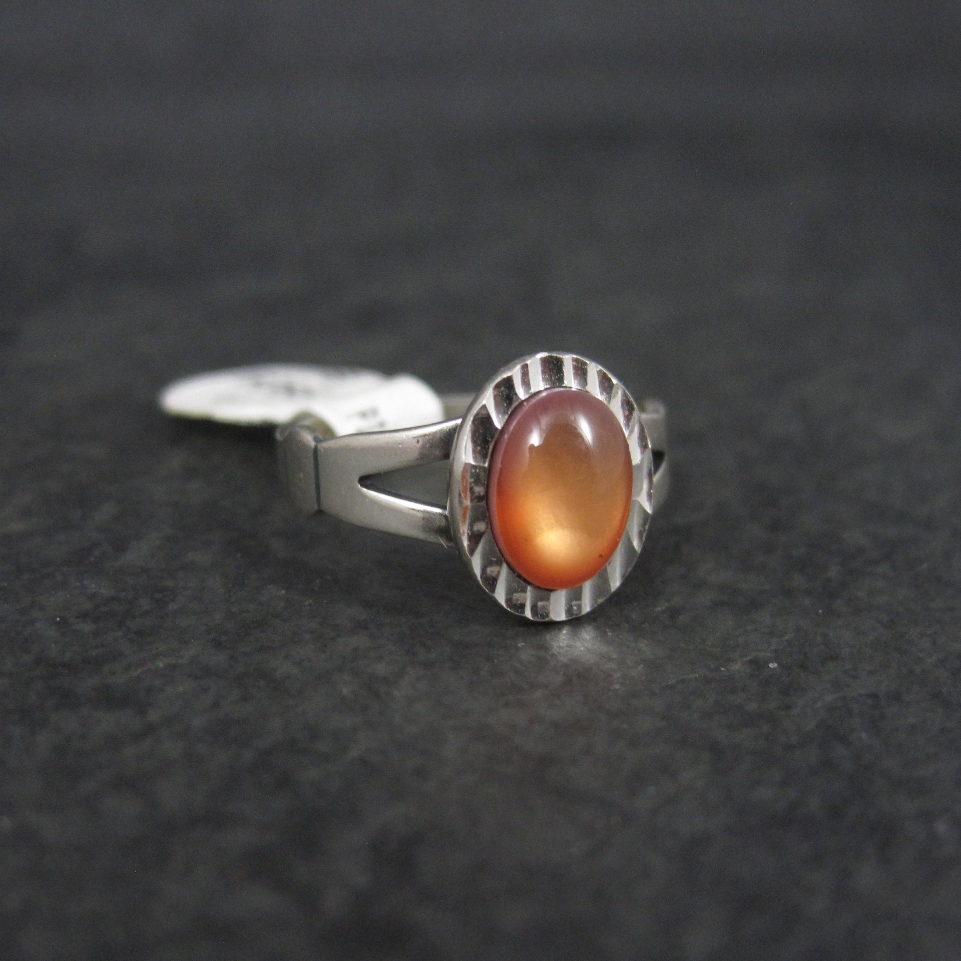 Southwestern Sterling Orange Moon Glow Ring Sizes 4 and 6