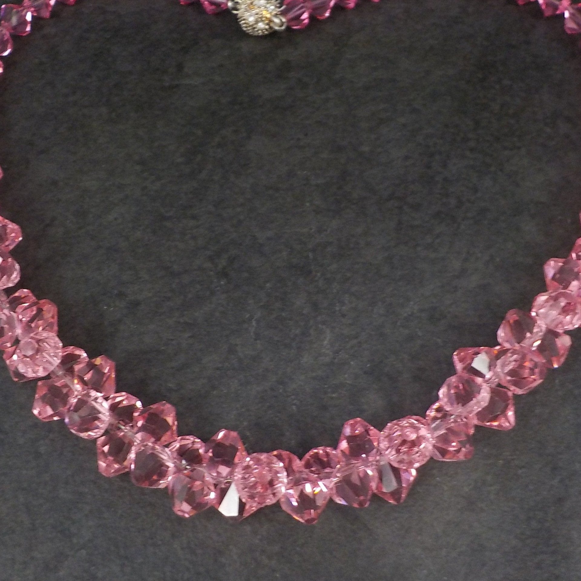 Pink Crystal Bead Necklace 18 Inches Magnetic Clasp