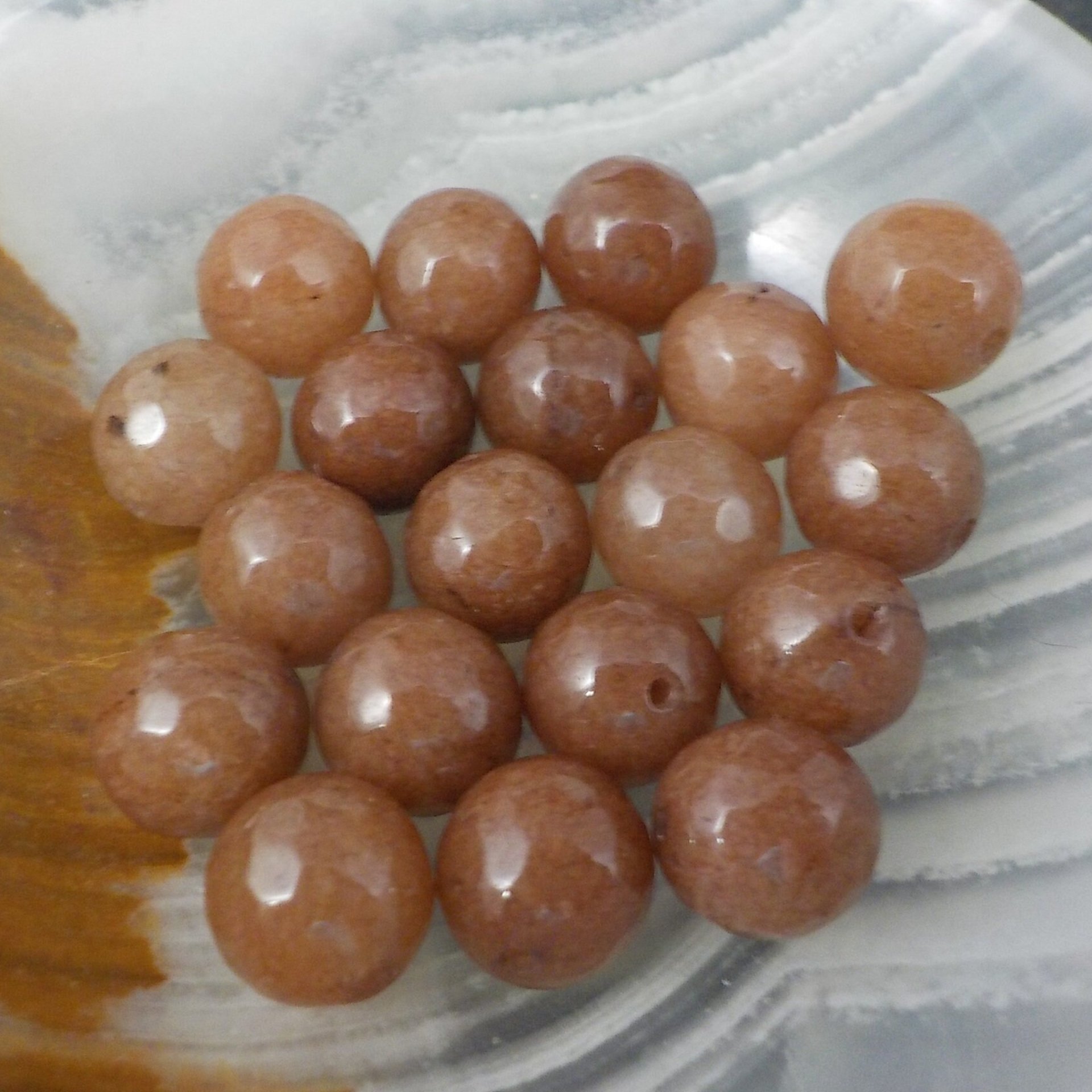 Lot of 19 Brown Earthy Round 10mm Faceted Quartz Beads